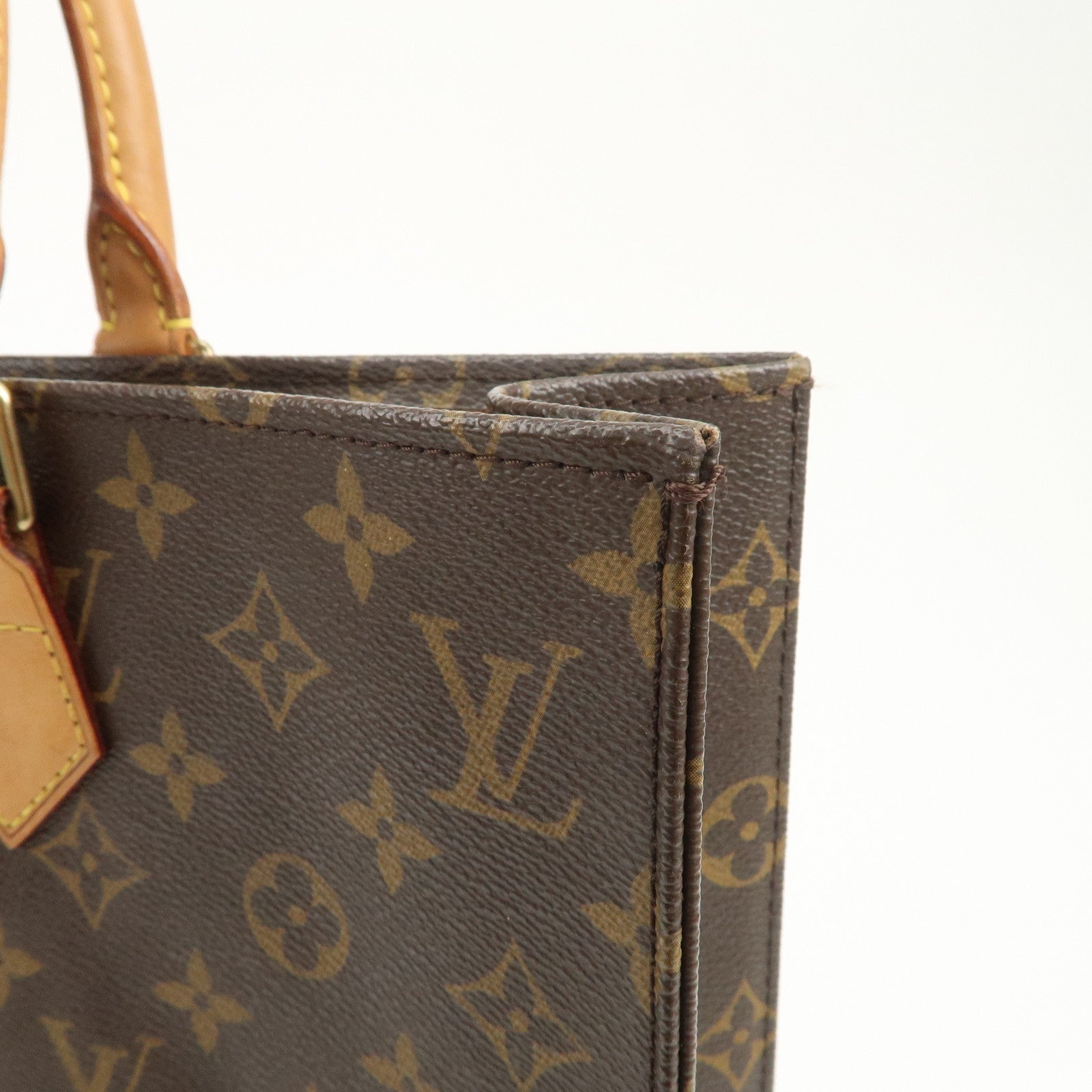 Louis Vuitton Monogram Sac Plat Tote Bag Hand Bag Brown M51140