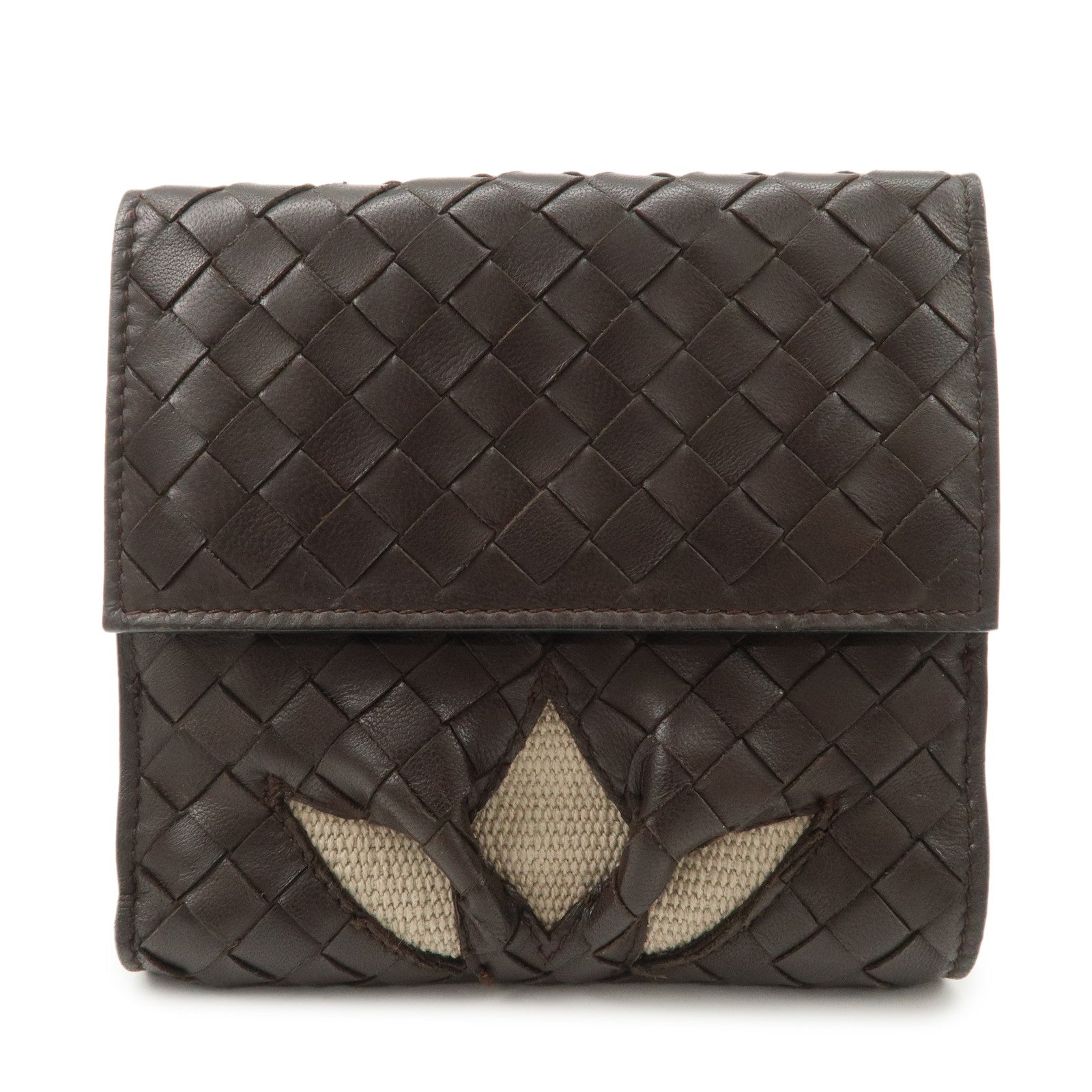 Bottega Veneta Intrecciato Leather Bi-fold Comact Wallet Brown