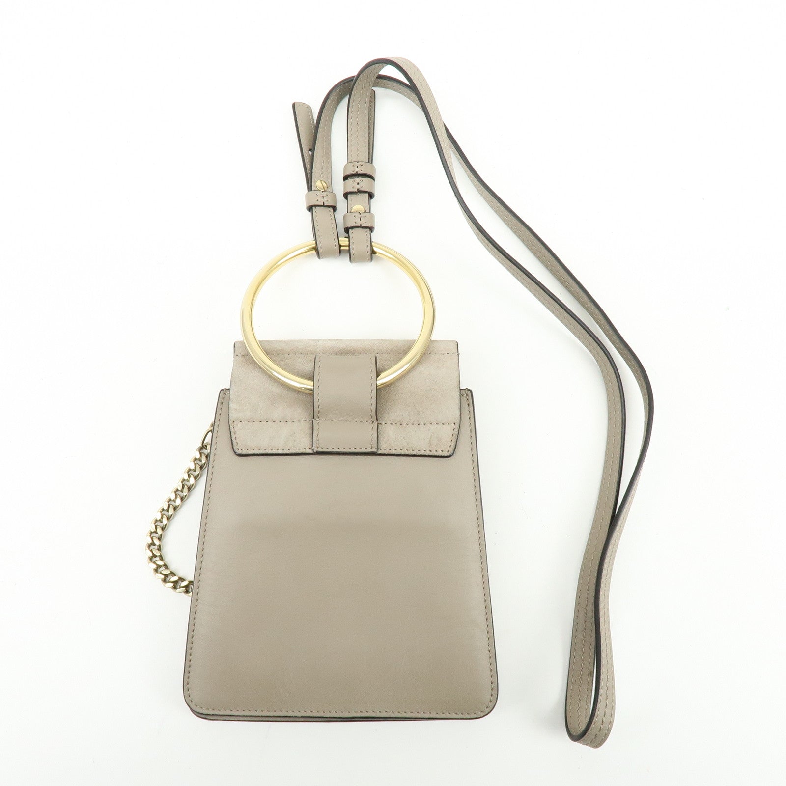 Chloe Faye Suede Leather Shoulder Bag Crossbody Bag Beige