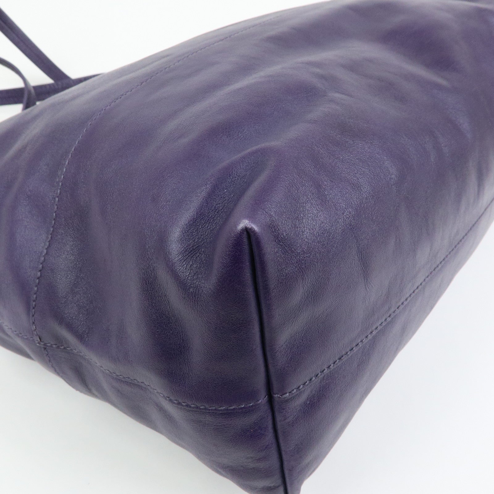 MIU MIU Soft Leather Shopping Tote Bag Shoulder Bag Purple RR1820