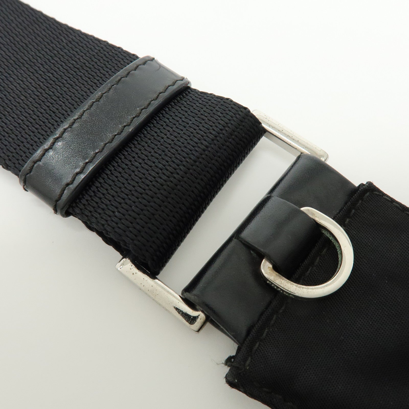 PRADA Triangle Logo Nylon Leather Shoulder Bag Crossbody Bag Black