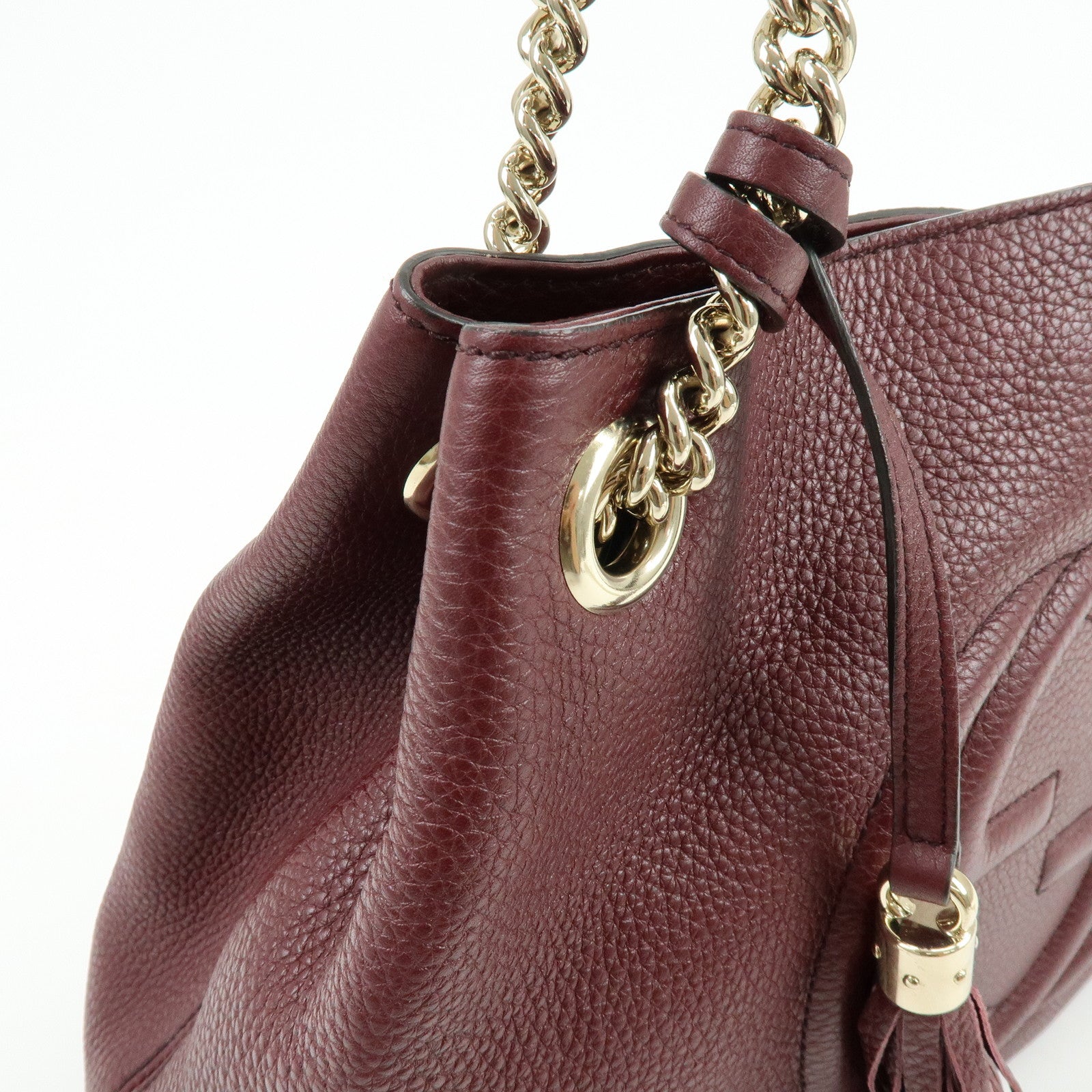 GUCCI SOHO Leather Chain Shoulder Bag Hand Bag Wine Red 308982
