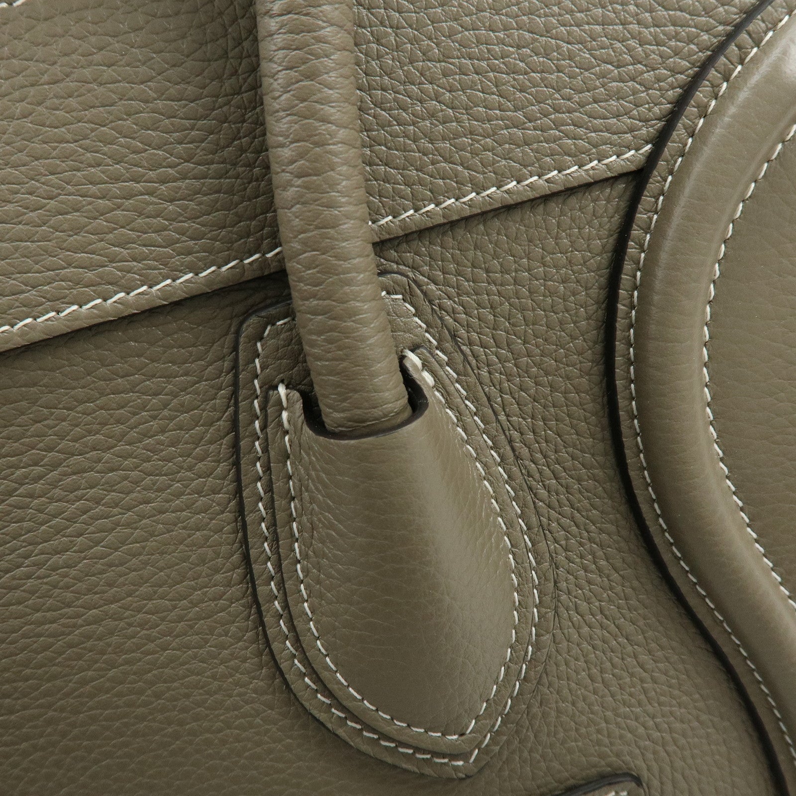 CELINE Luggage Micro Shopper Leather Hand Bag Tote Bag Gray