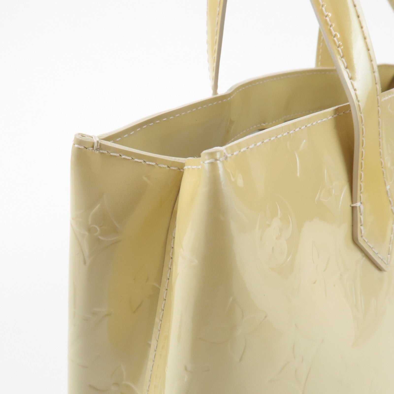 Louis Vuitton Monogram Vernis Wilshire PM Hand Bag Blanc Corail M91452 Used