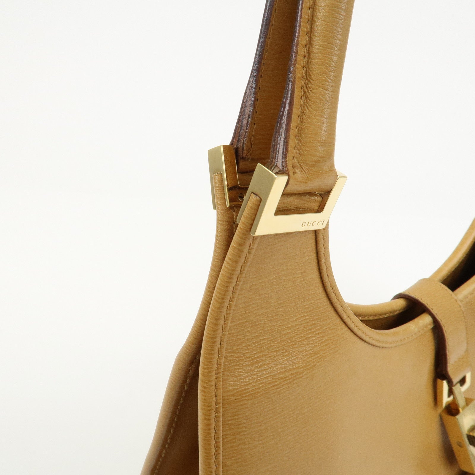 GUCCI Jackie Logo Leather Shoulder Bag Hand Bag Brown 002・1067