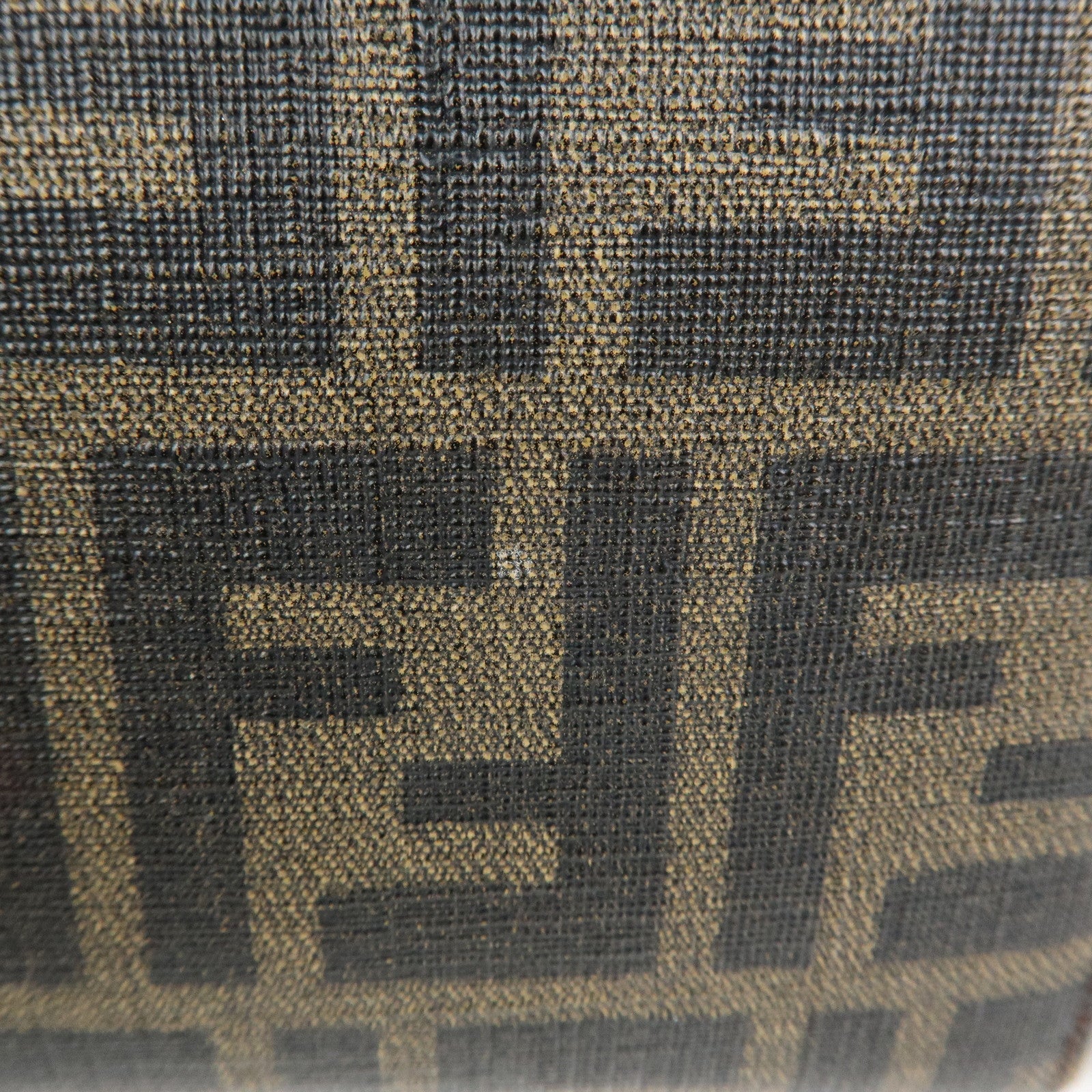 FENDI Zucchino Canvas Leather Round Zippy Long Wallet Brown 8M0024