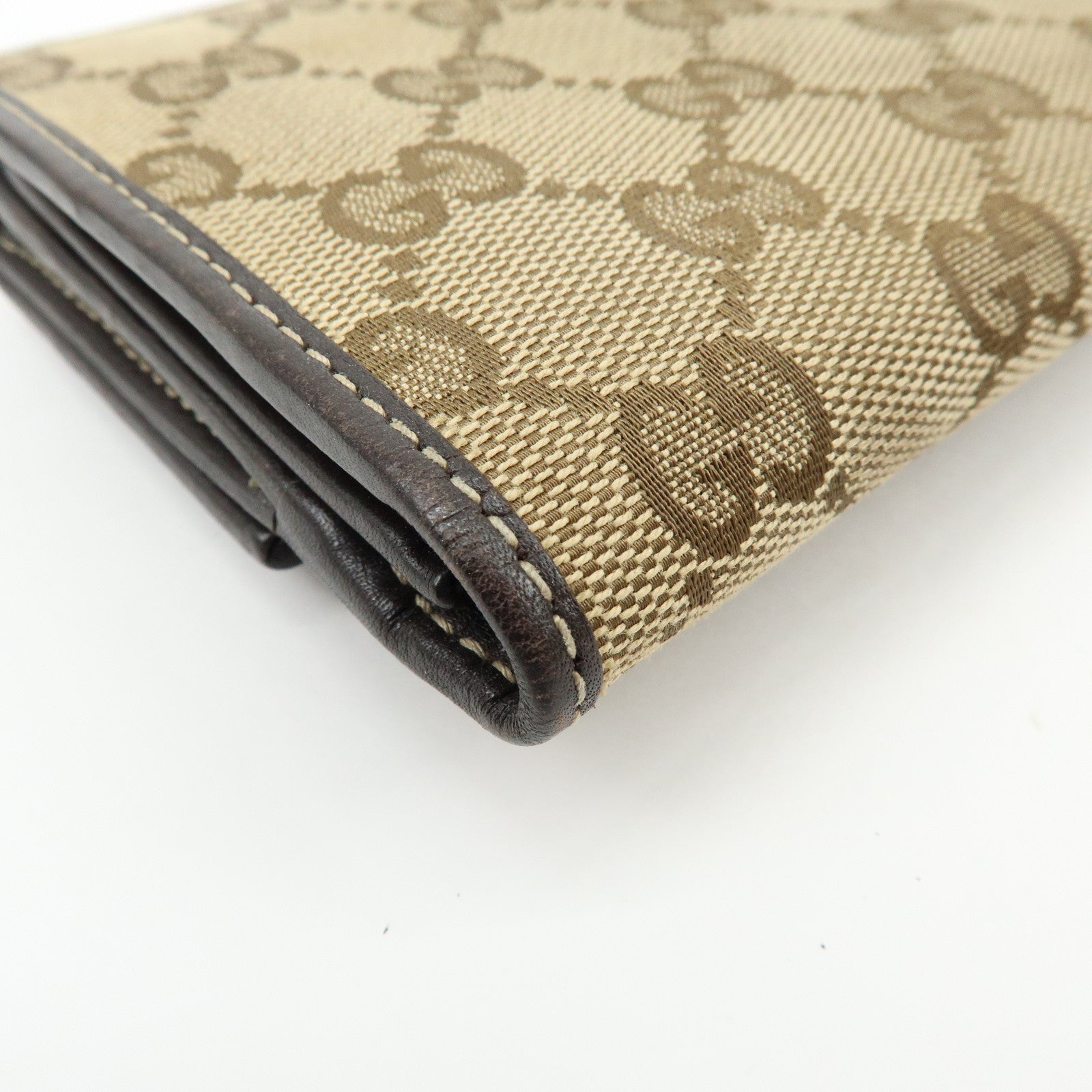 GUCCI Lovely Heart GG Canvas Leather Long Wallet Brown 245723