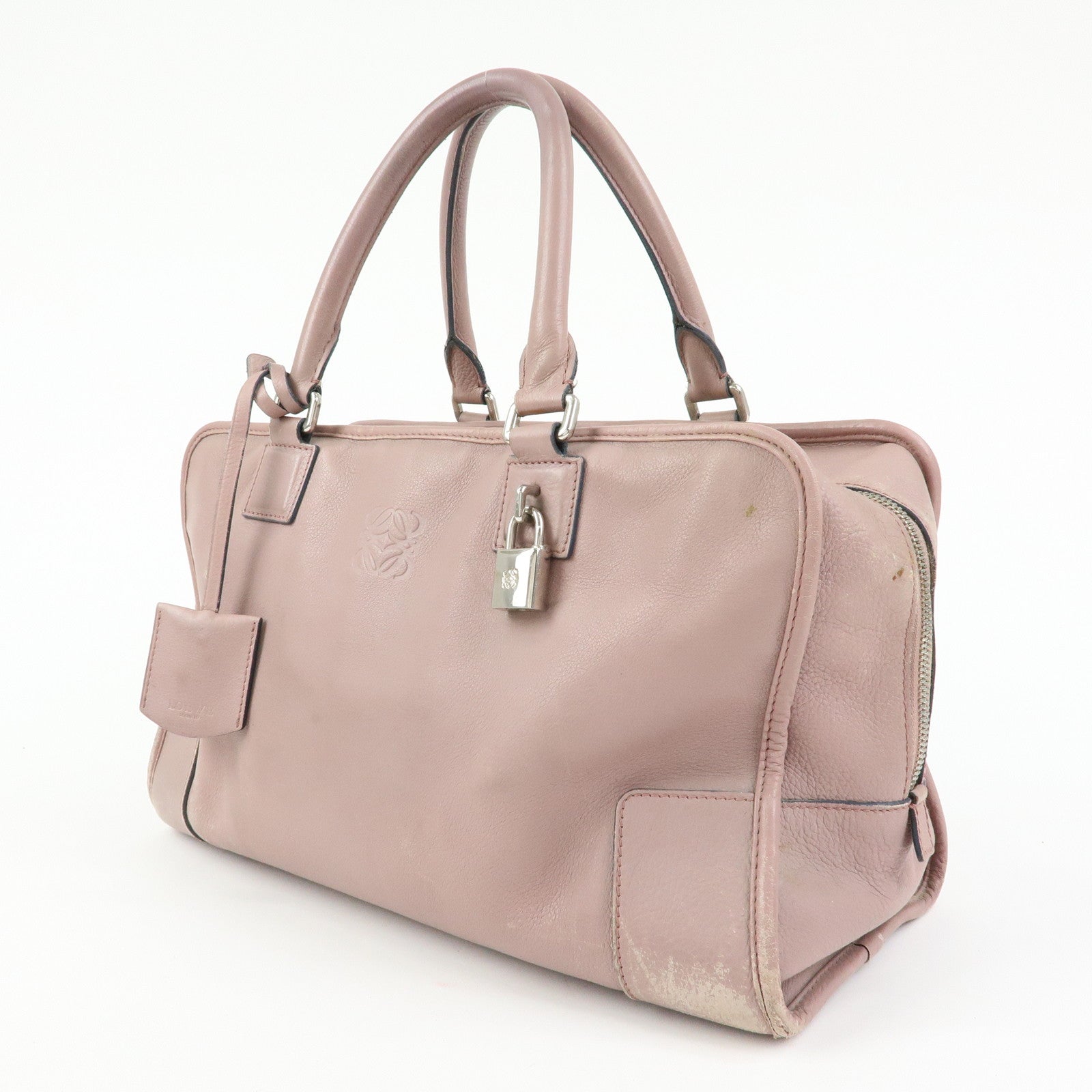 LOEWE Anagram Amazona 36 Leather Hand Bag Boston Bag Pink