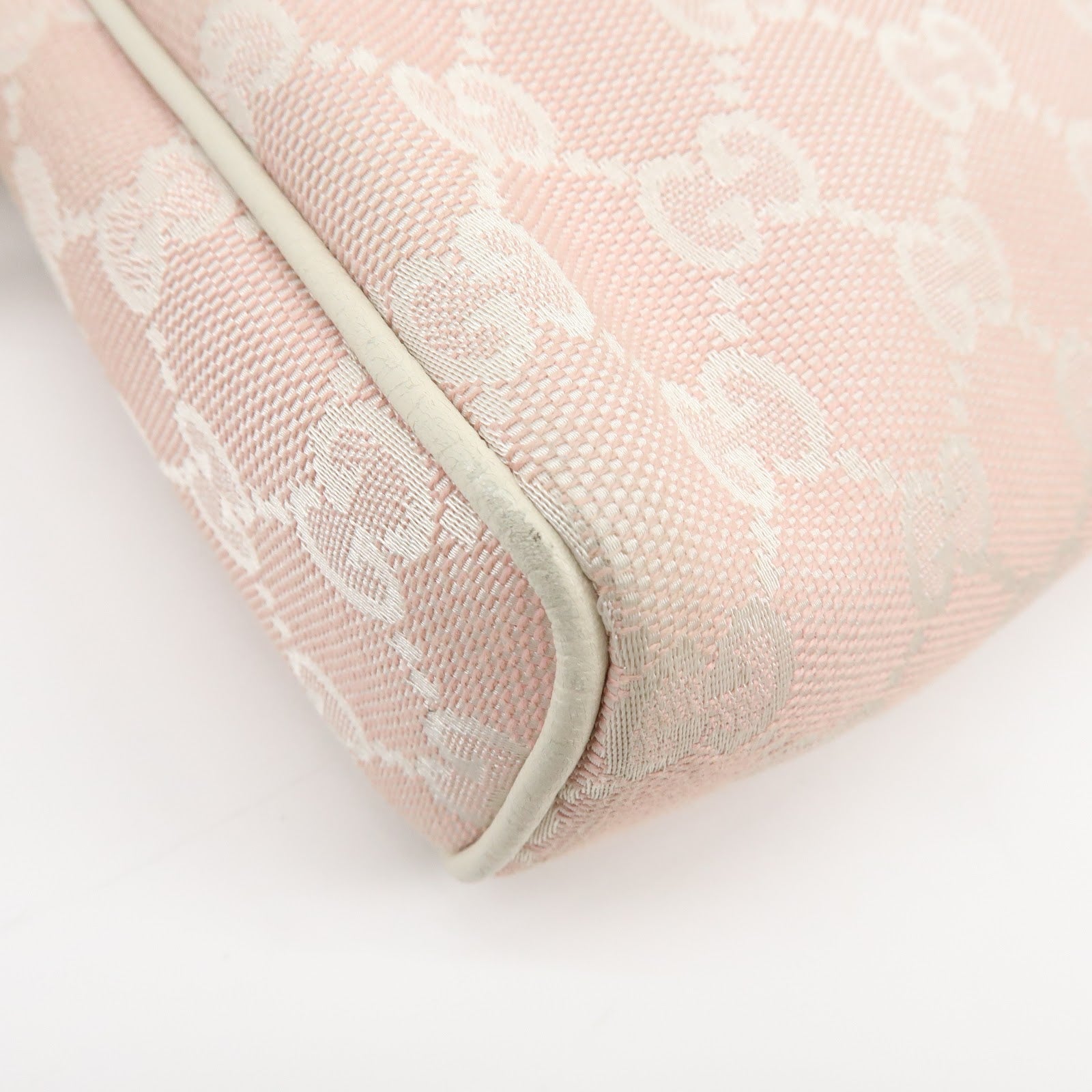 Gucci Abbey GG Canvas Leather Accessory Pouch Hand Bag Pink 145750