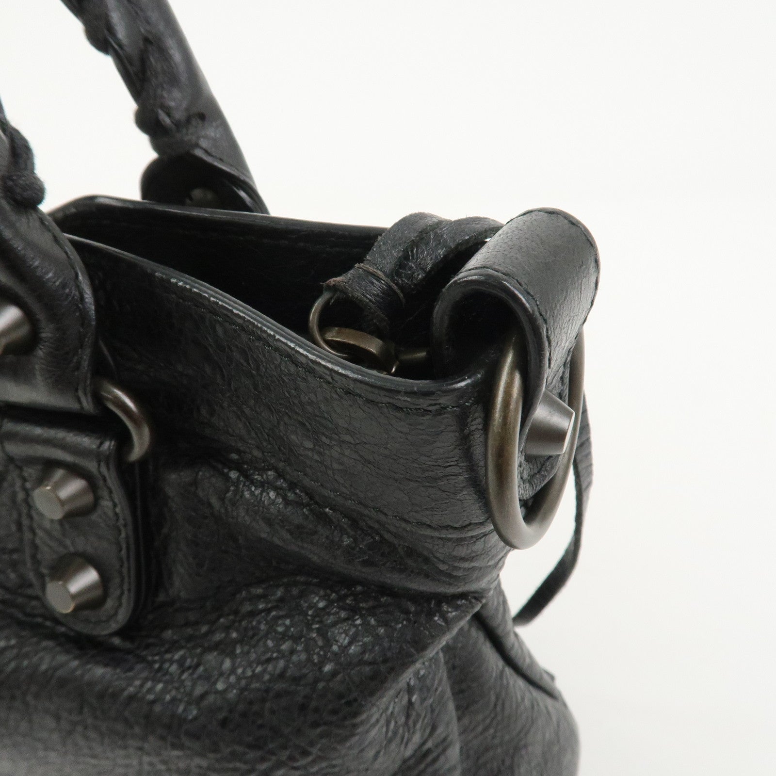 BALENCIAGA The First Leather 2Way Bag Shoulder Bag Black 103208