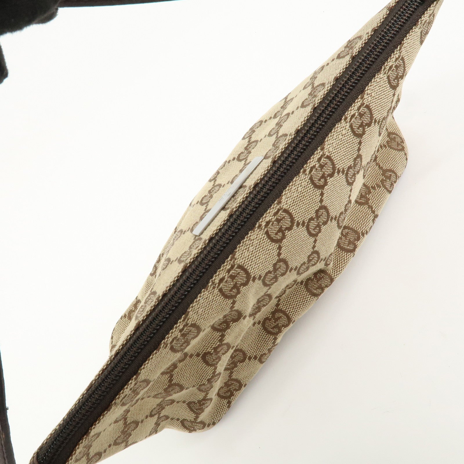 GUCCI Boat Bag GG Canvas Leather Hand Bag Pouch Beige Brown 07198