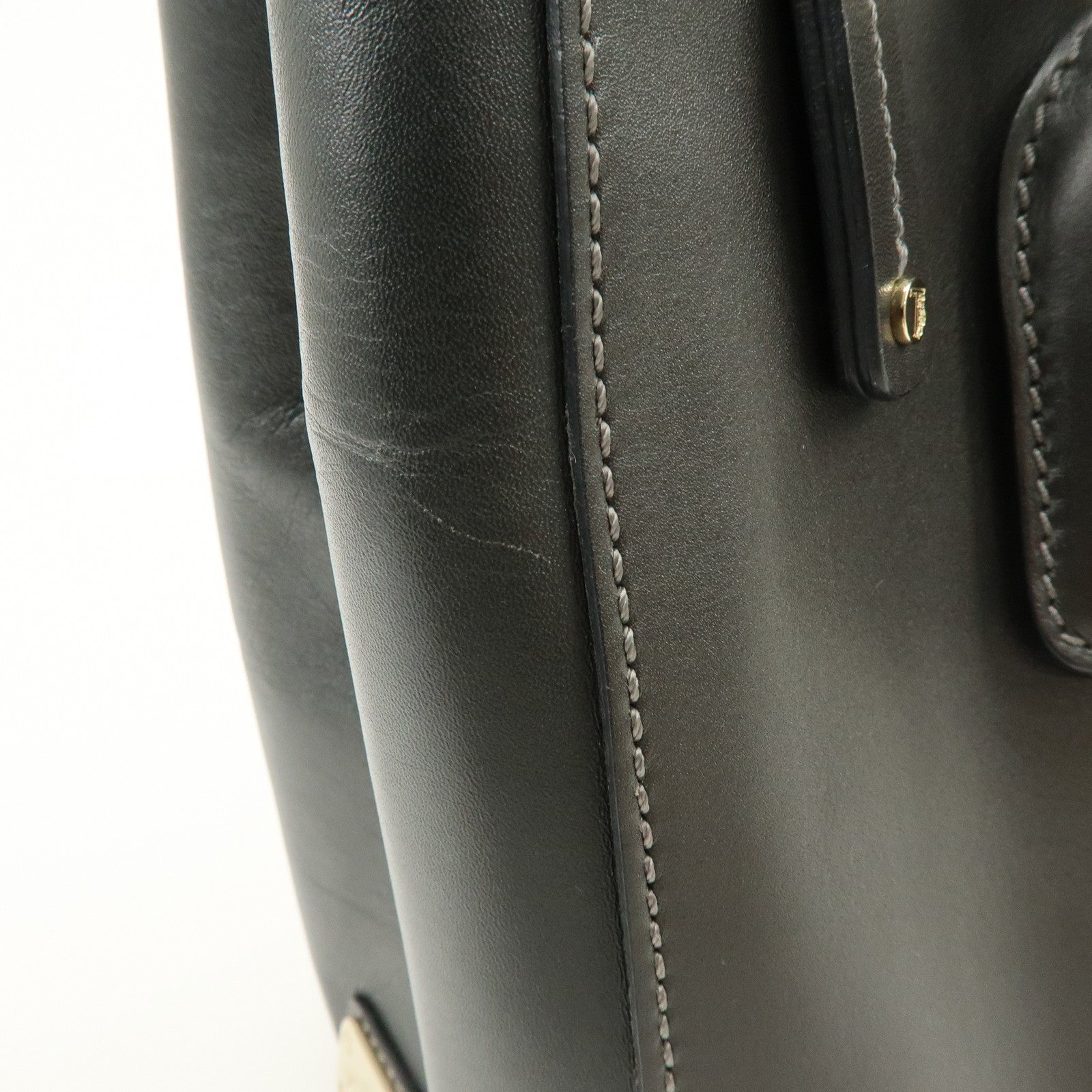 TOD’S D Cube Leather 2Way Bag Hand Bag Shoulder Bag Dark Gray