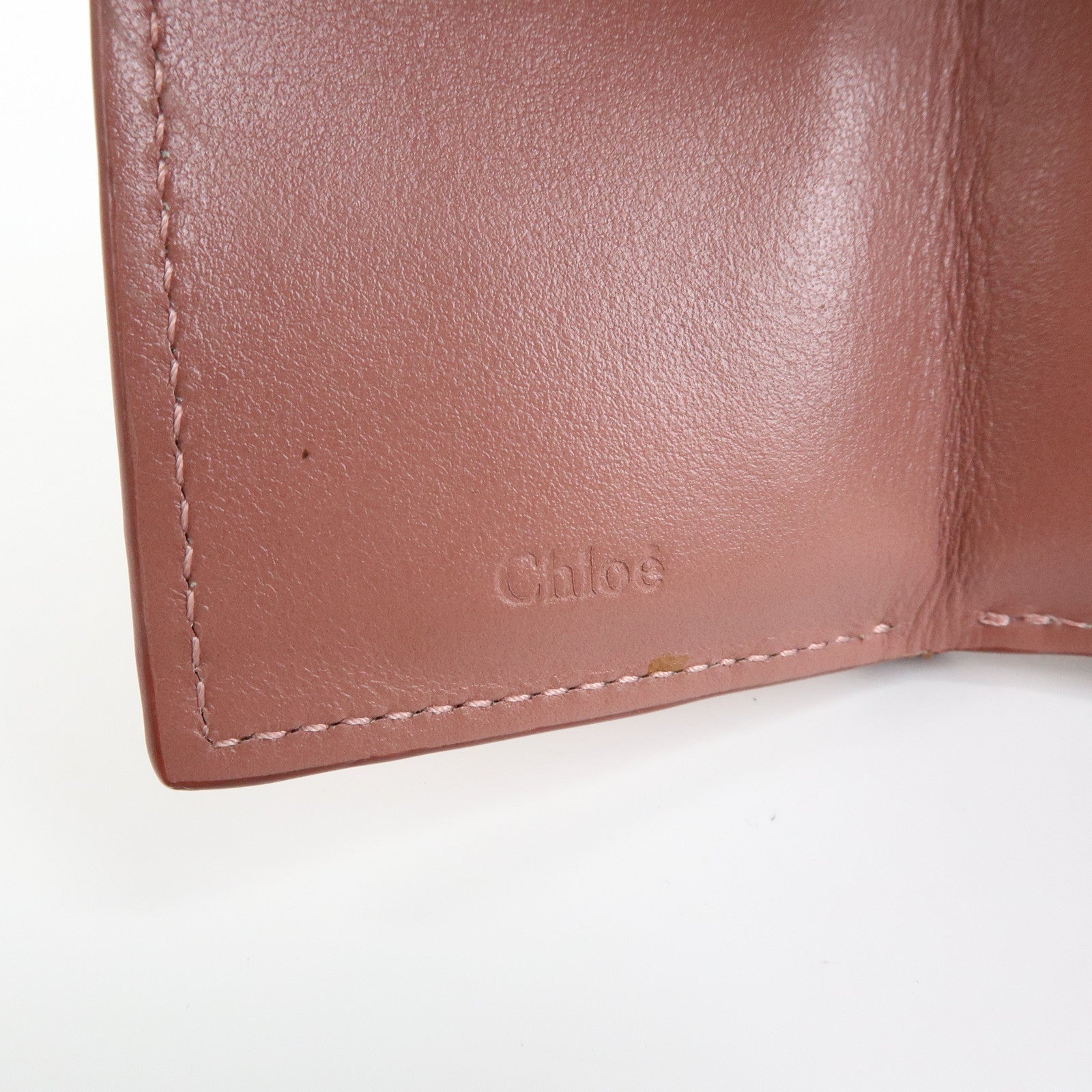 Chloe Aby Lock Leather Compact Trifold Wallet Pink