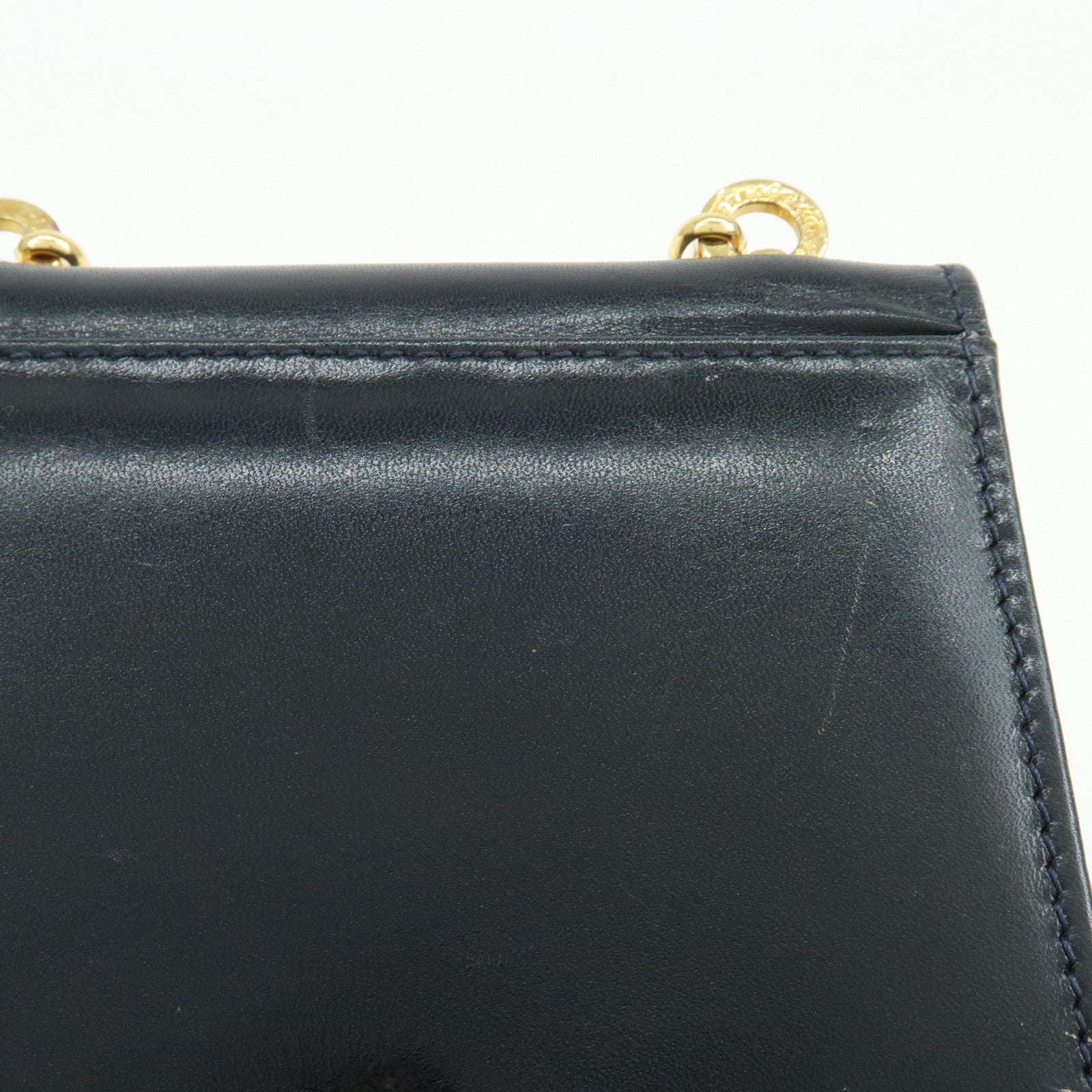 Ferragamo Gancini Leather Mini Shoulder Bag Crossbody Bag Navy