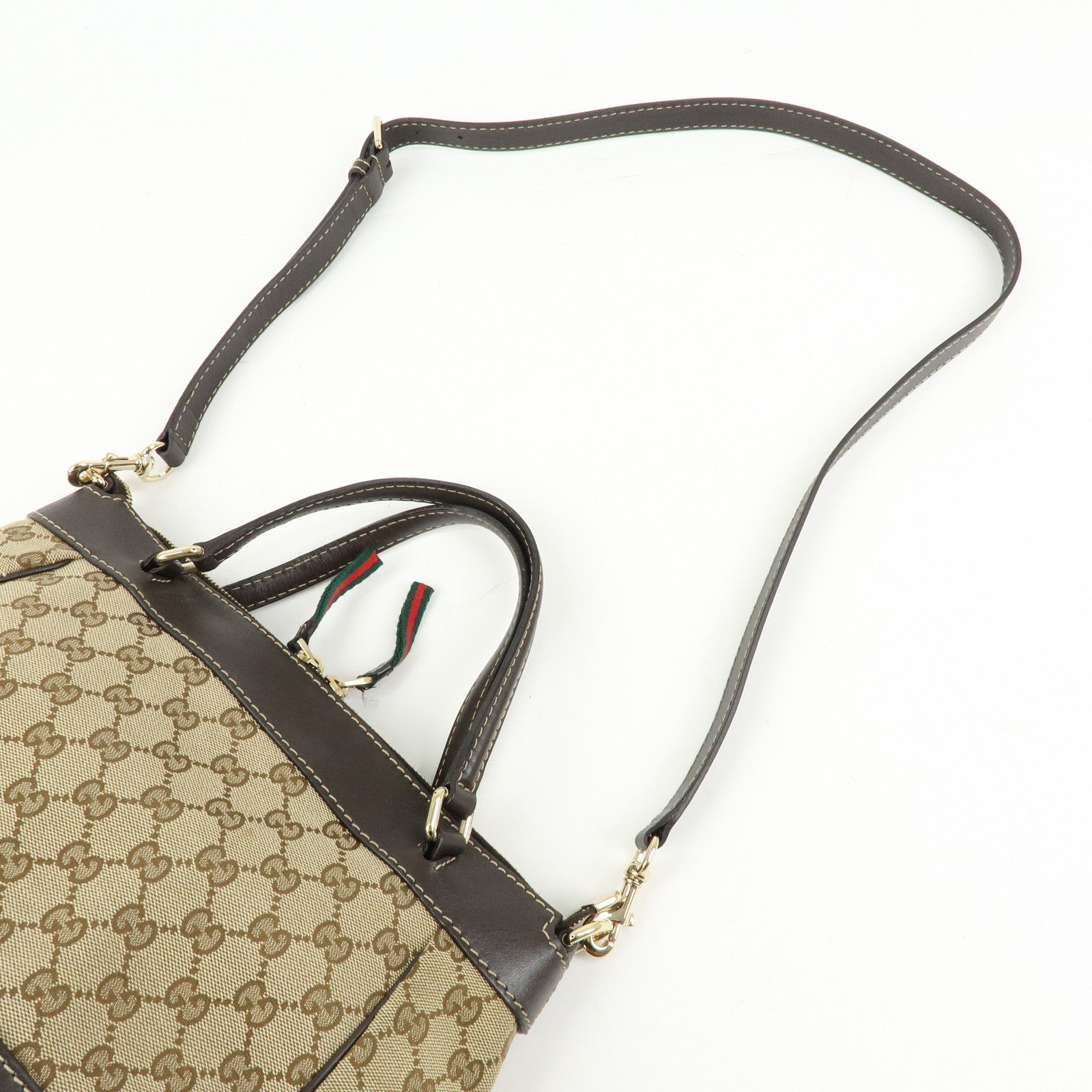 GUCCI Mayfair GG Canvas Leather Hand Bag Beige Brown 269894