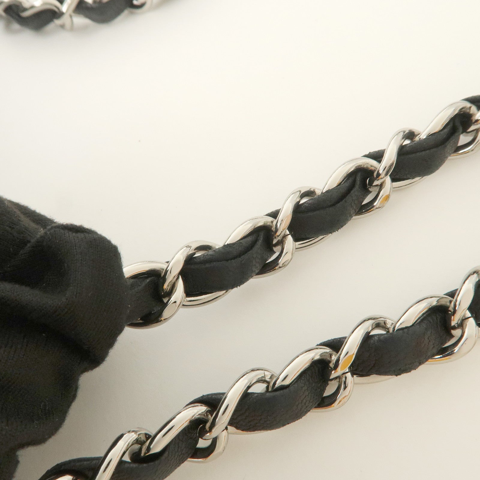 CHANEL Patent Leather Chain Shoulder Bag Hand Bag Black