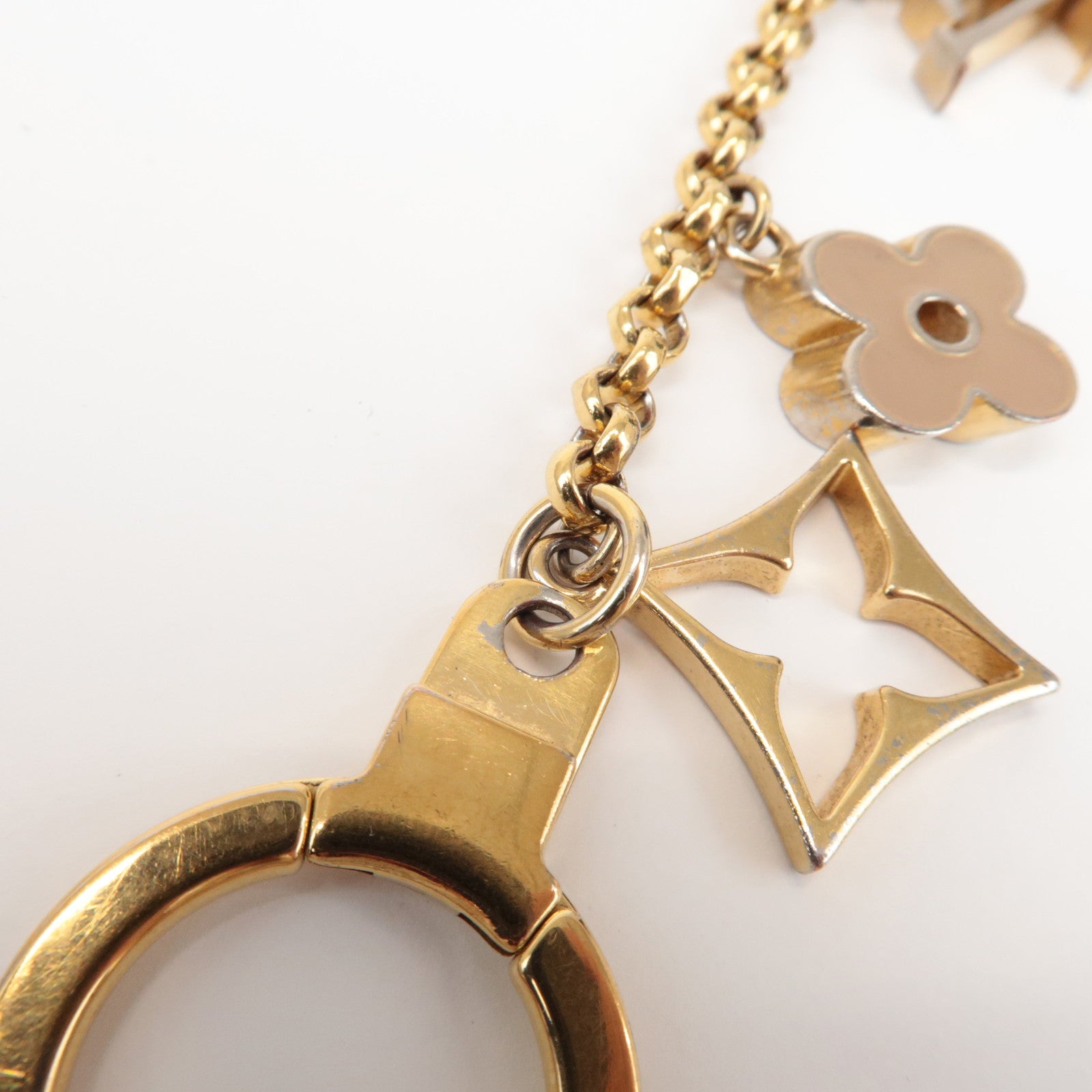 Louis Vuitton Fleur de Monogram Bag Charm Key Chain Gold M65111