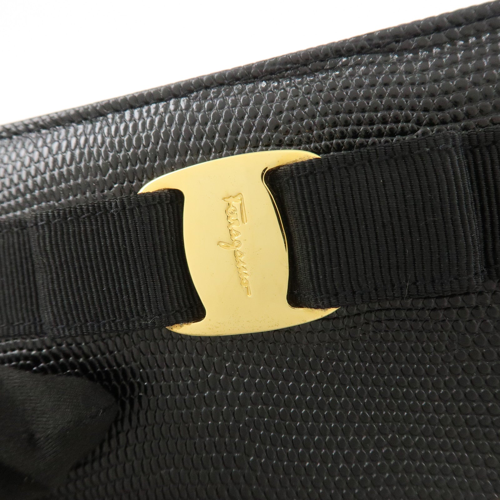 Ferragamo Set Of 2 Leather Nylon Pouch Black Purple Gold