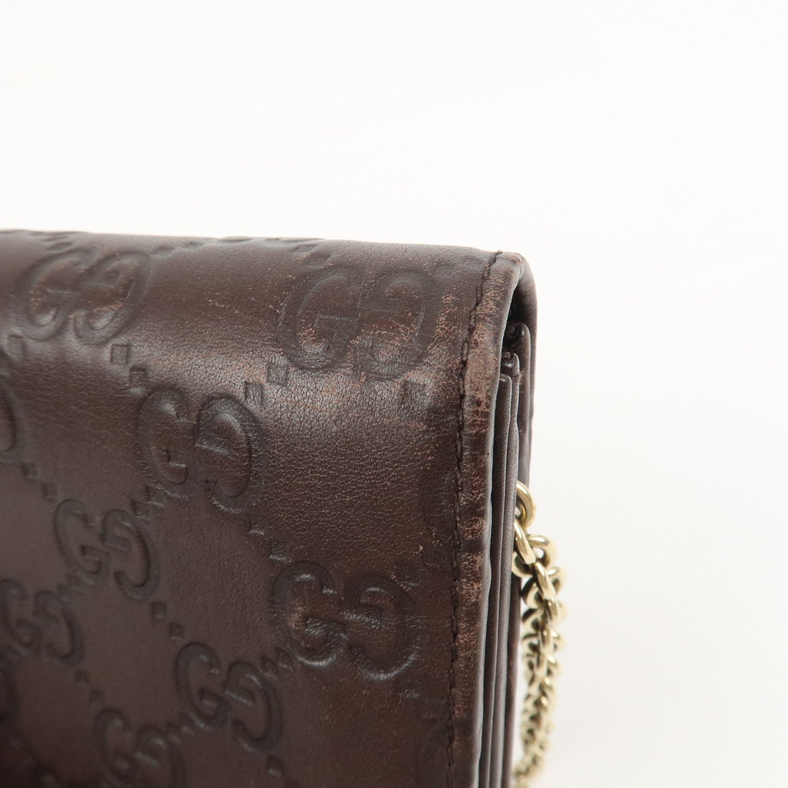 GUCCI Guccissima Leather Chain Strap Long Wallet Hand Bag 269541