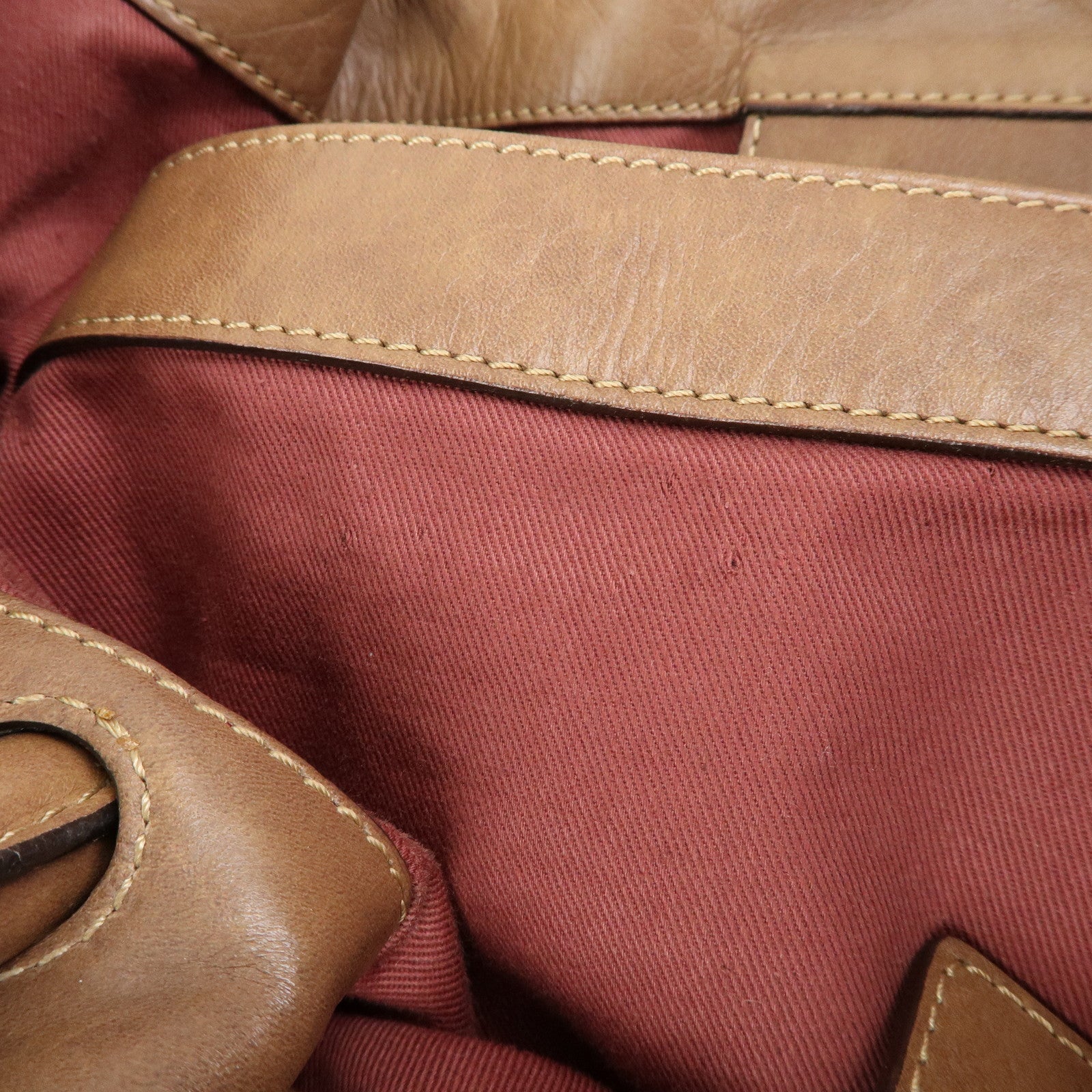 Chloe Victoria Leather Tote Bag Hand Bag Shoulder Bag Brown