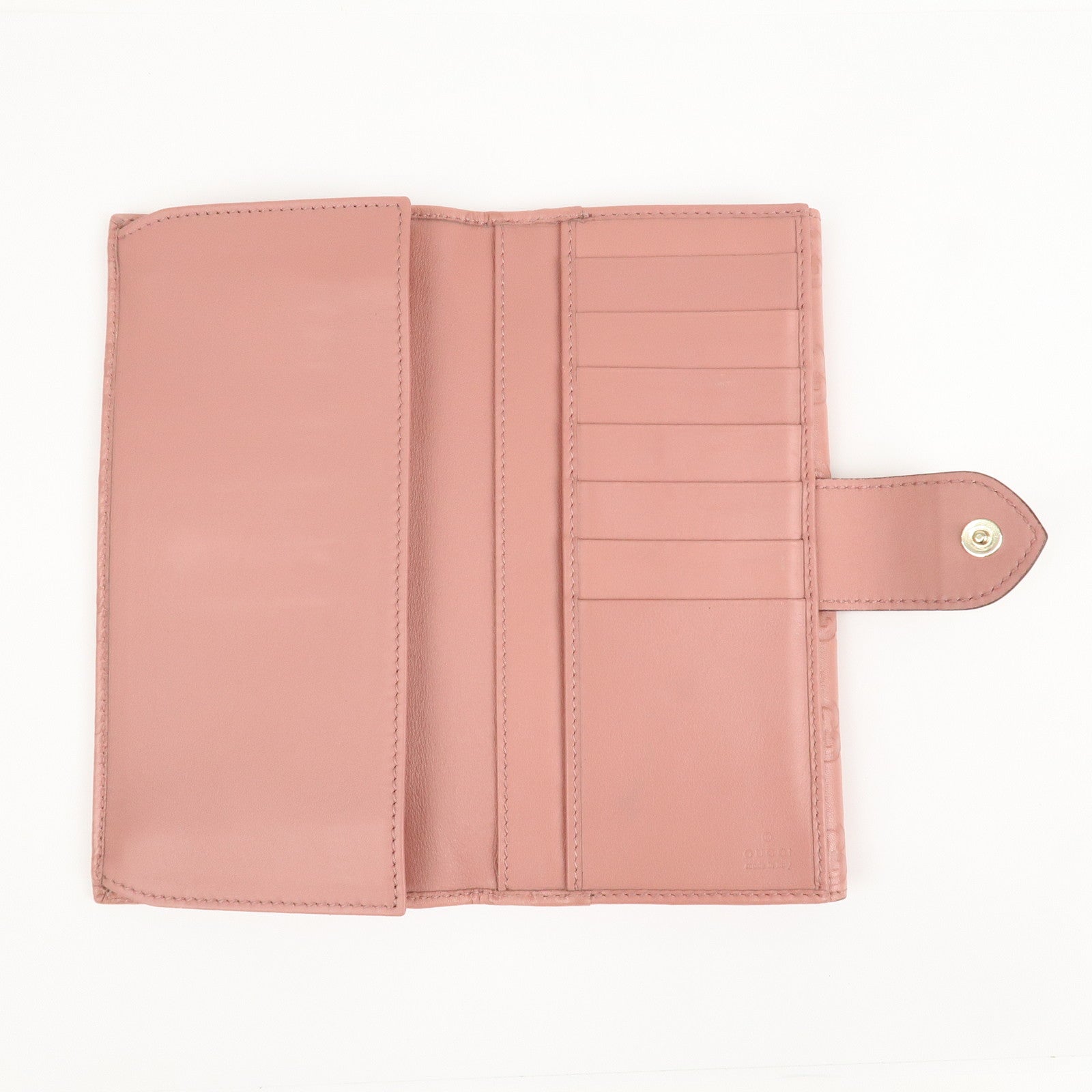 GUCCI Guccissima Leather Heart W Hook Bi-fold Wallet Pink 203550