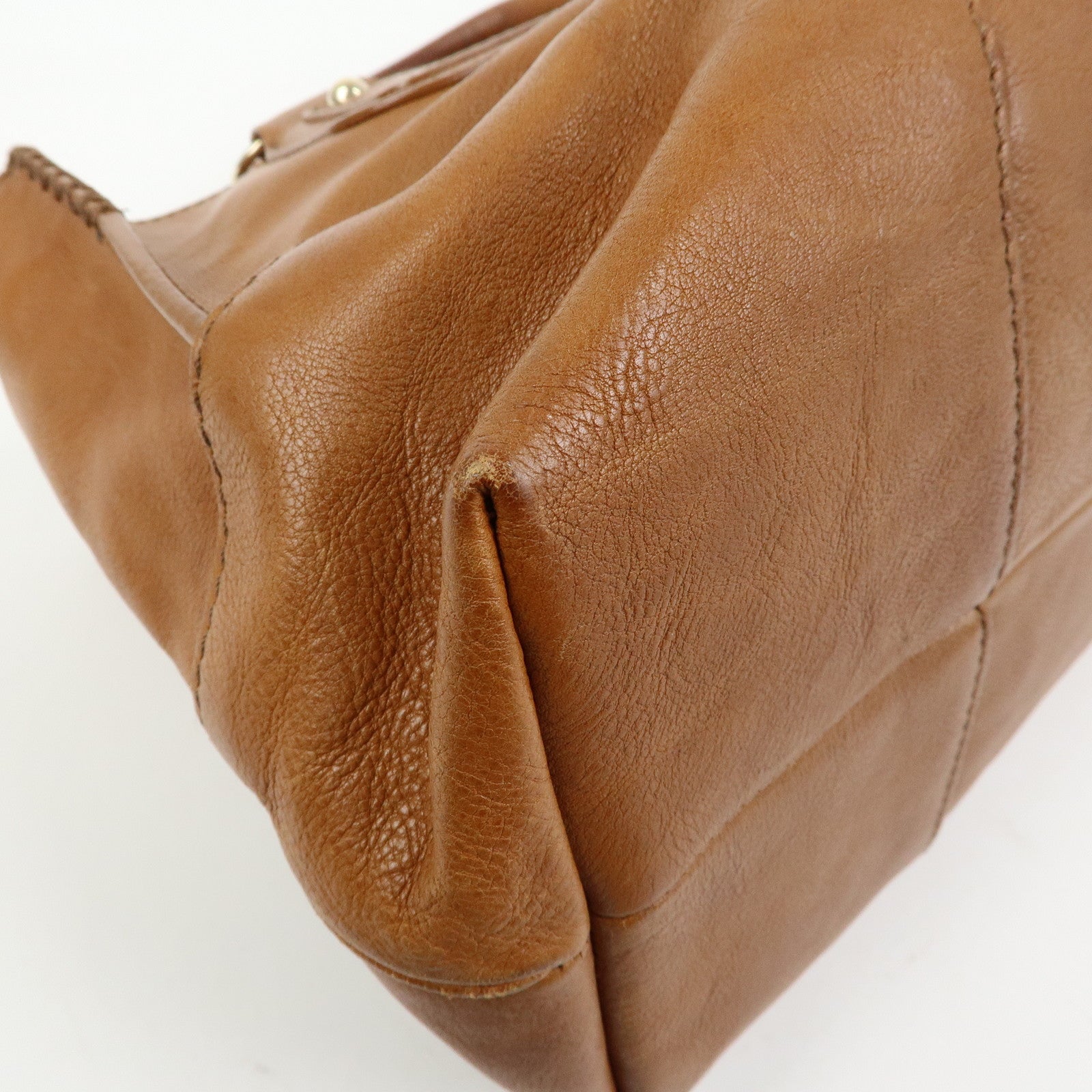 CELINE Logo Leather Boogie Bag Hand Bag Tote Bag Brown