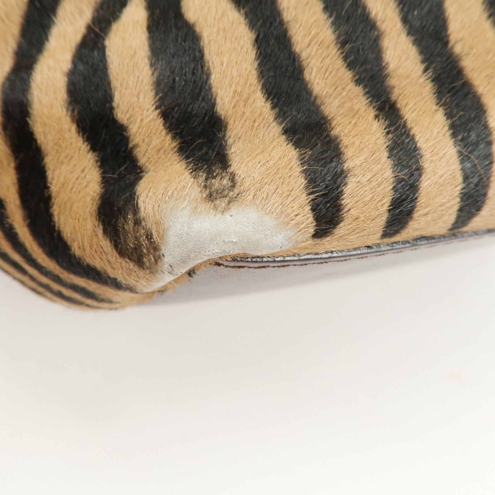 FENDI Unborn Calf Leather Tote Bag Hand Bag Brown 83158780992