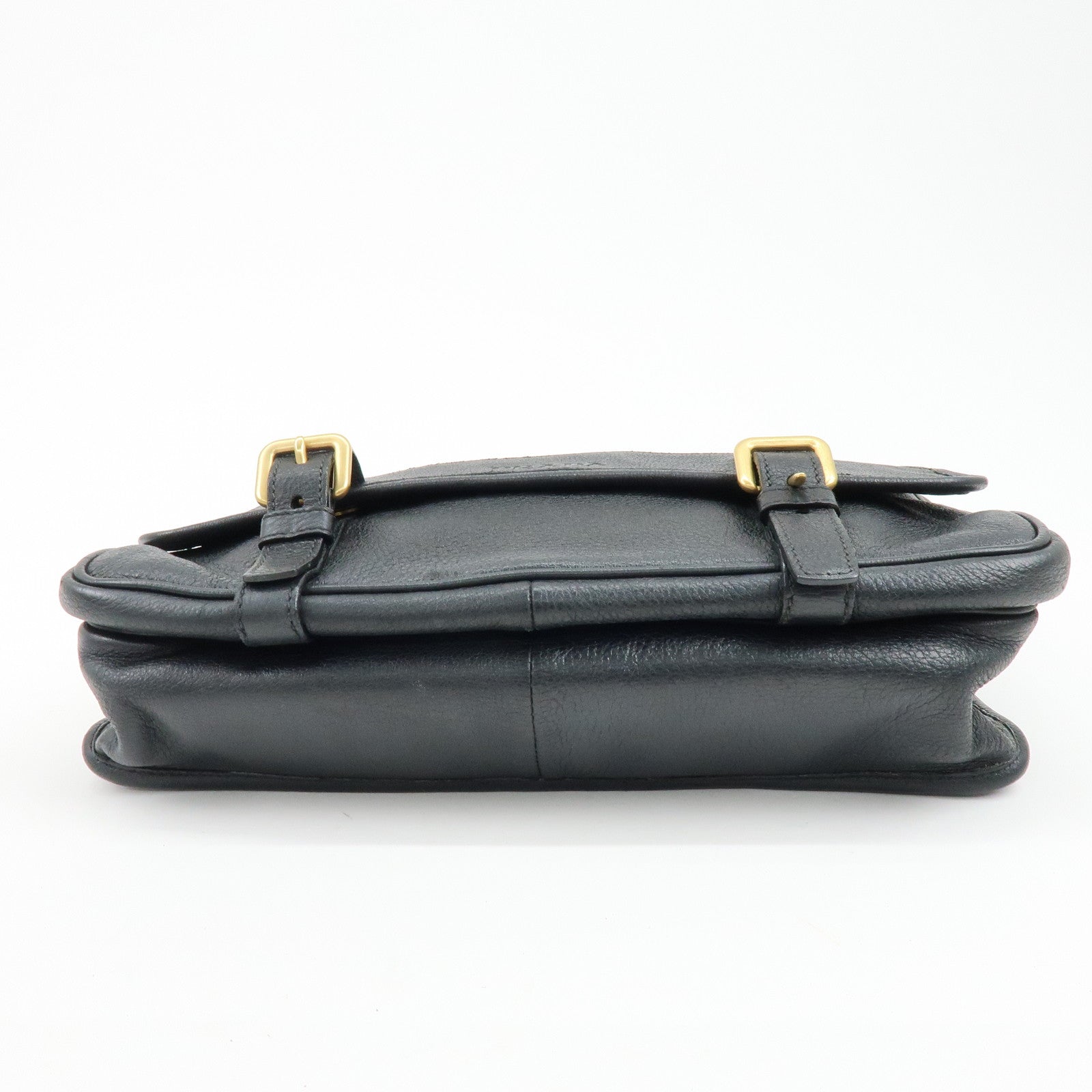 PRADA Logo Leather Shoulder Bag Crossbody Bag Black VA0638