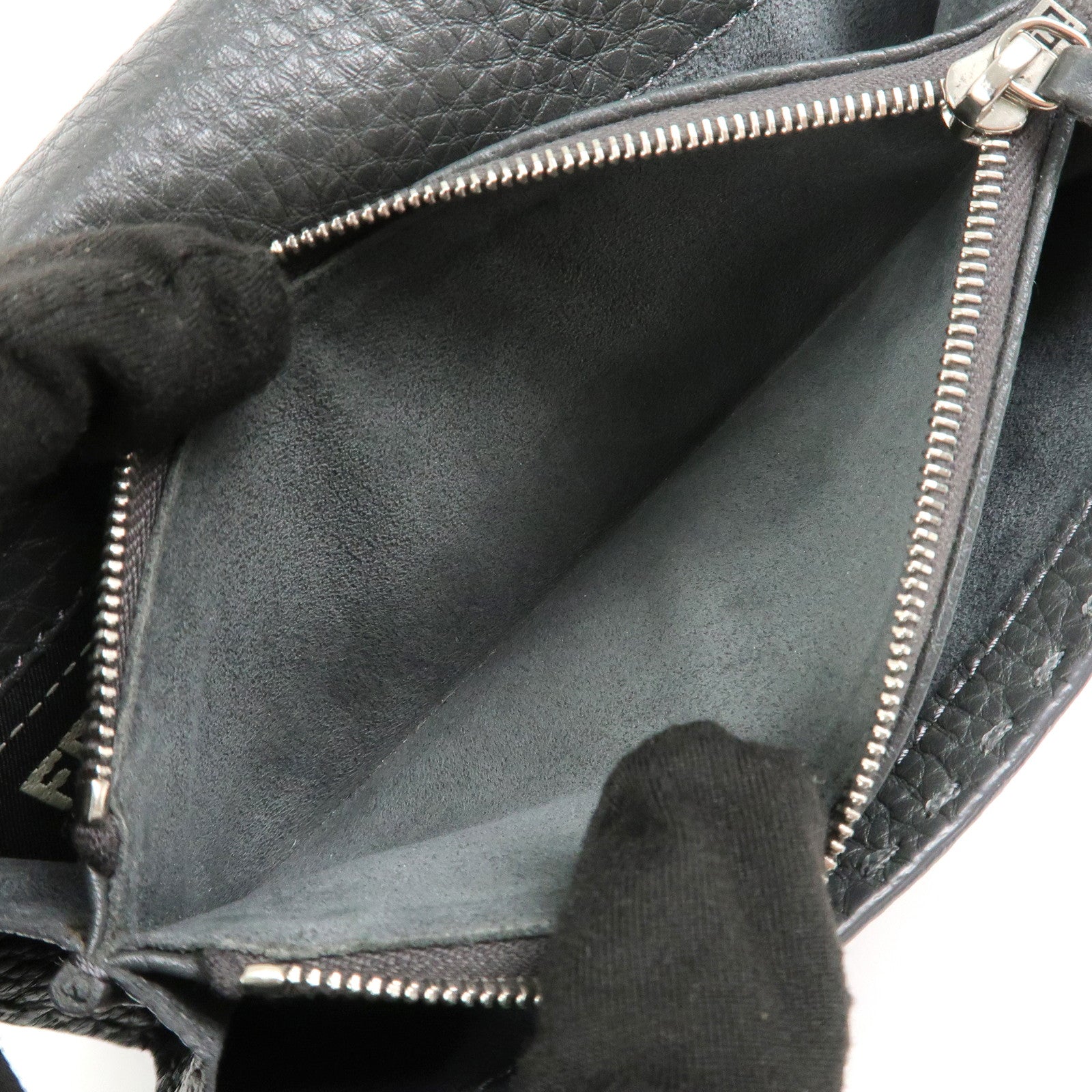 FENDI Seleria Leather Peekaboo Long Wallet Gray 8M0308