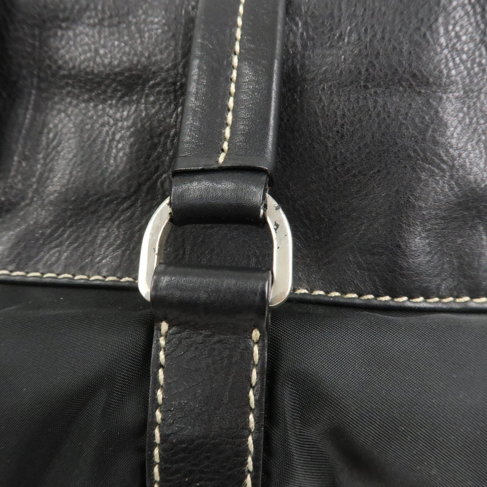 PRADA Triangle Logo Nylon Leather Shoulder Bag Black BR2418
