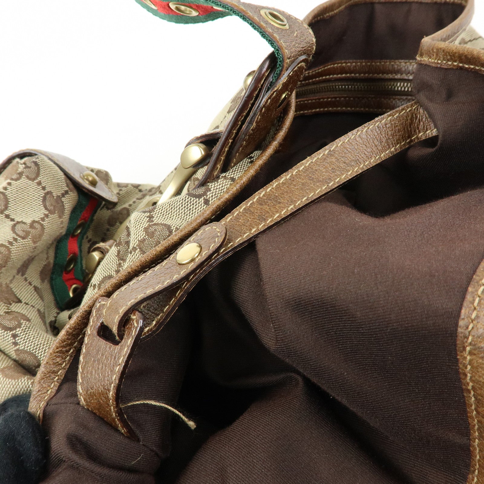 GUCCI Sherry GG Canvas Tote Bag Hand Bag Beige Brown 144186