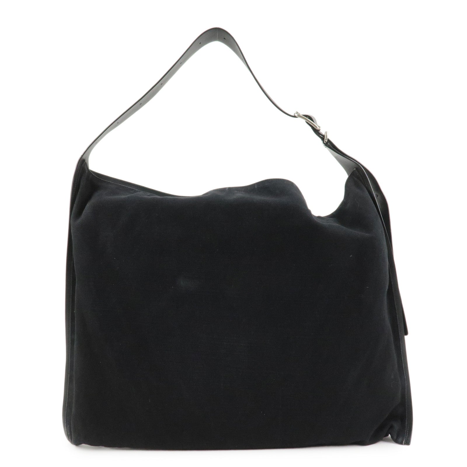 JIL SANDER Canvas Leather Shoulder Bag Crossbody Bag Black
