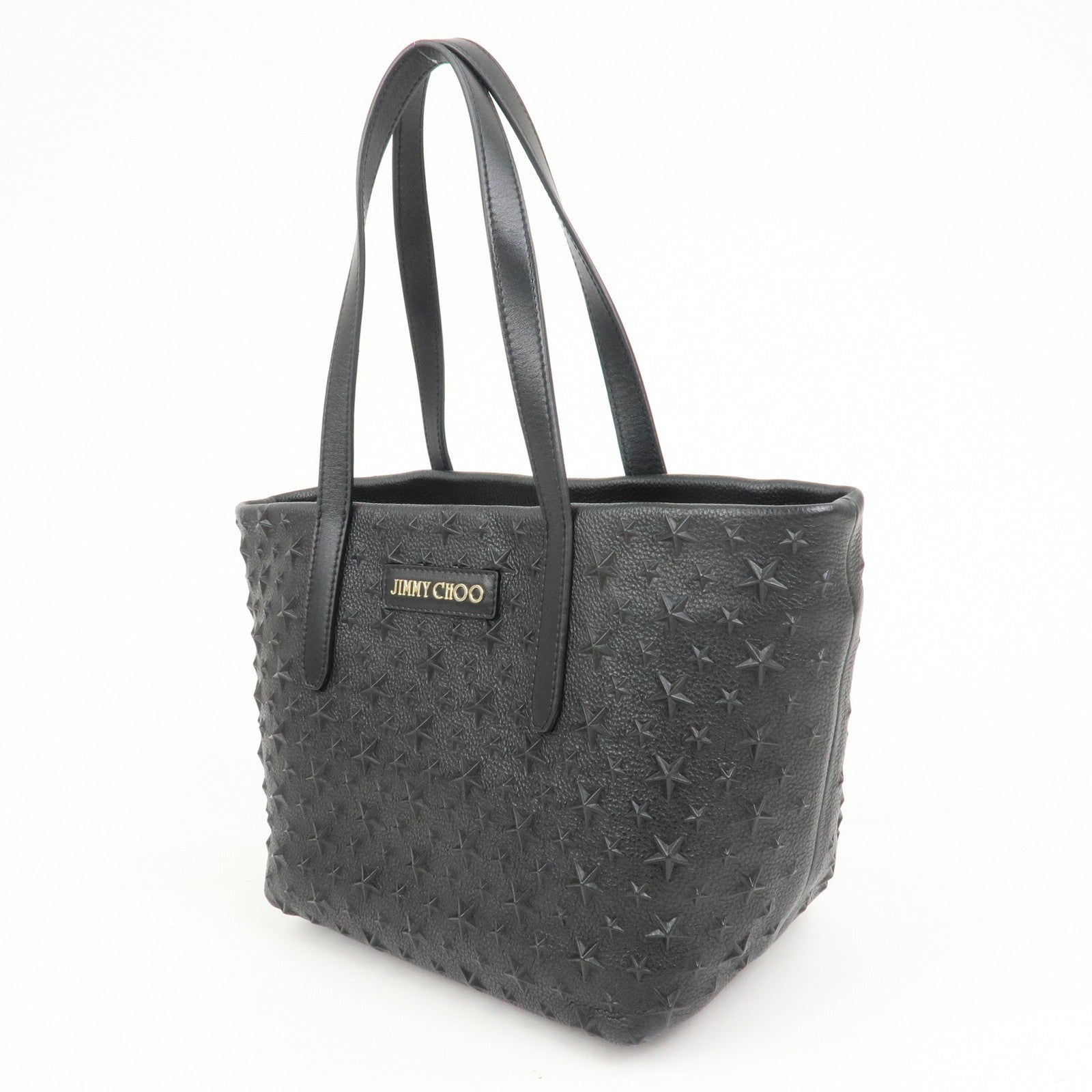 JIMMY CHOO Star Emboss SOFIASEMG Calf Leather Tote Bag Black