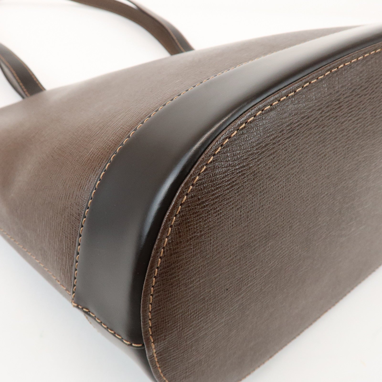 BURBERRY Logo Leather Tote Bag Shoulder Bag Brown