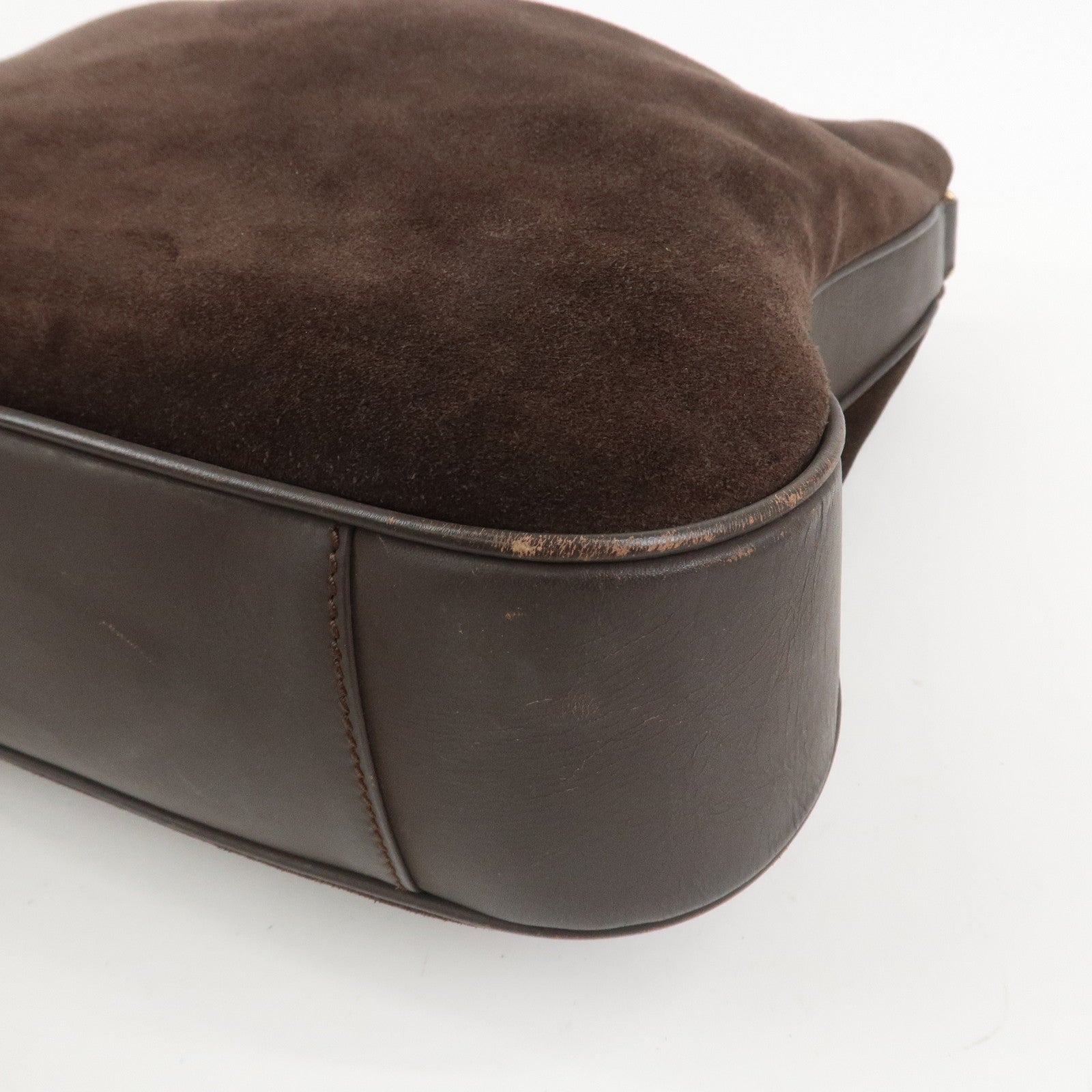 GUCCI Bamboo Suede 2WAY Bag Shoulder Bag Dark Brown 001.3754.1657