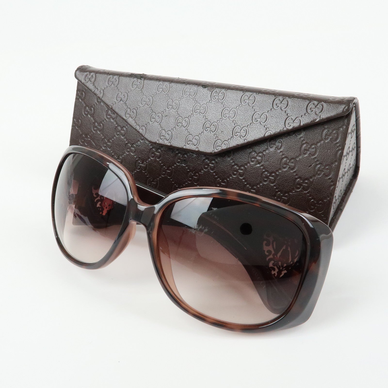 GUCCI Crest Plastic Sunglasses Heart Brown GG3067