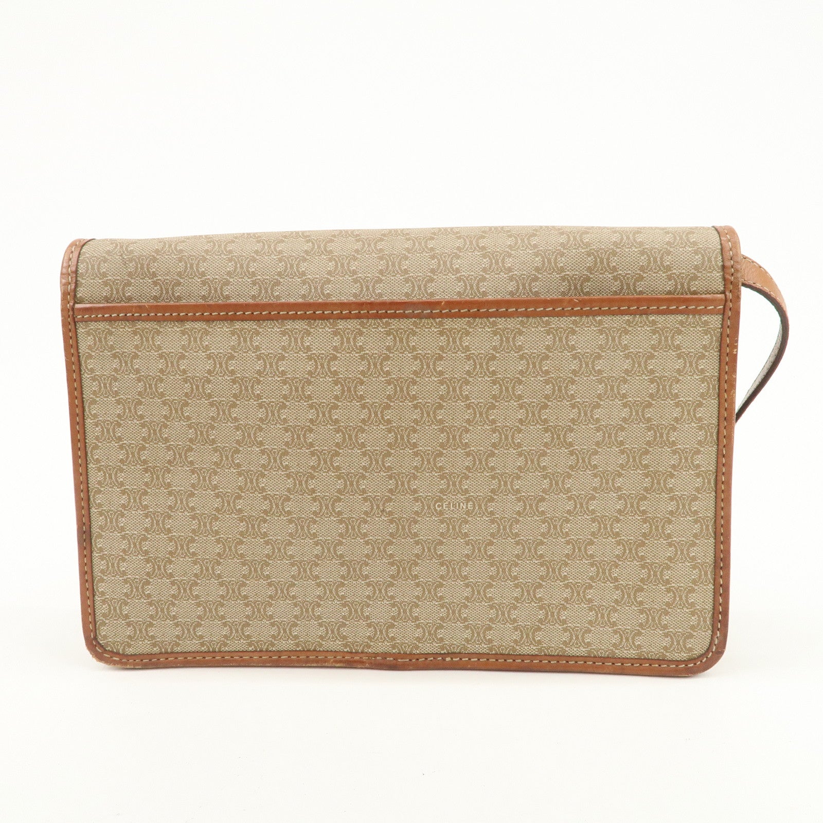 CELINE C Macadam 2Way Bag Shoulder Bag Clutch Bag Beige Brown