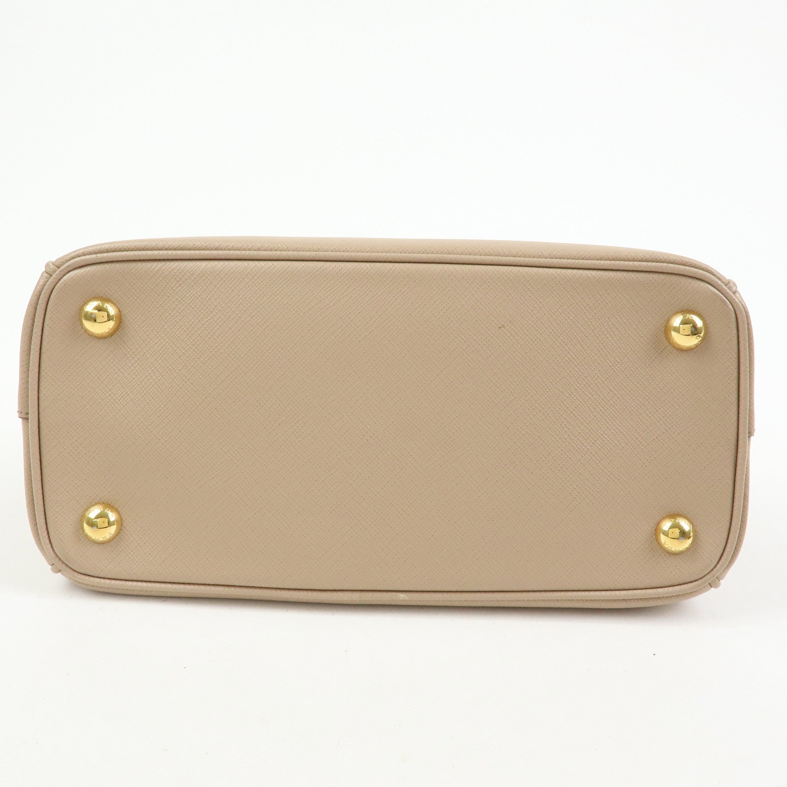 PRADA Triangle Logo Galleria Saffiano Leather 2Way Bag Beige 1BA896