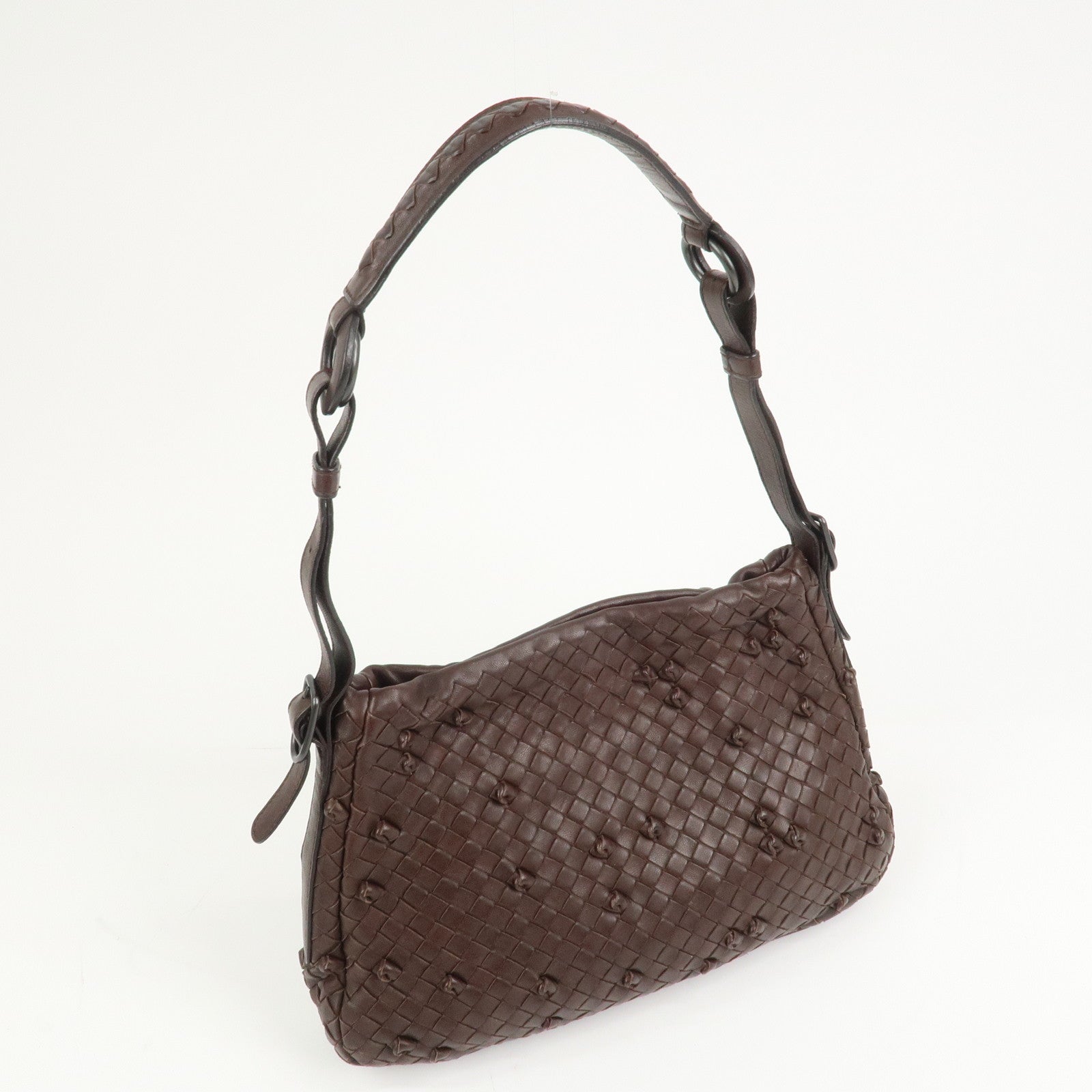 BOTTEGA VENETA Intrecciato Leather Shoulder Bag Brown 133507