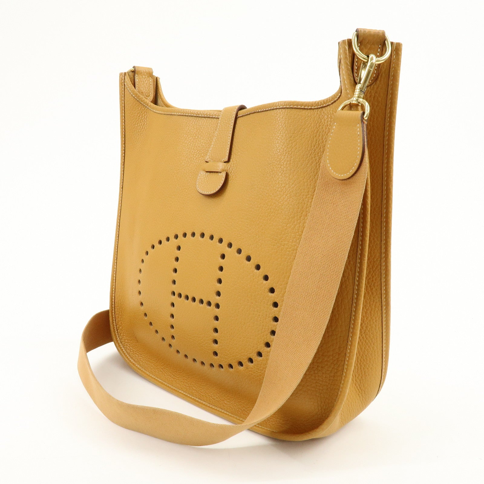 HERMES Evelyne 1GM Taurillon Clemence Shoulder Bag ◯Y Stamped Brown