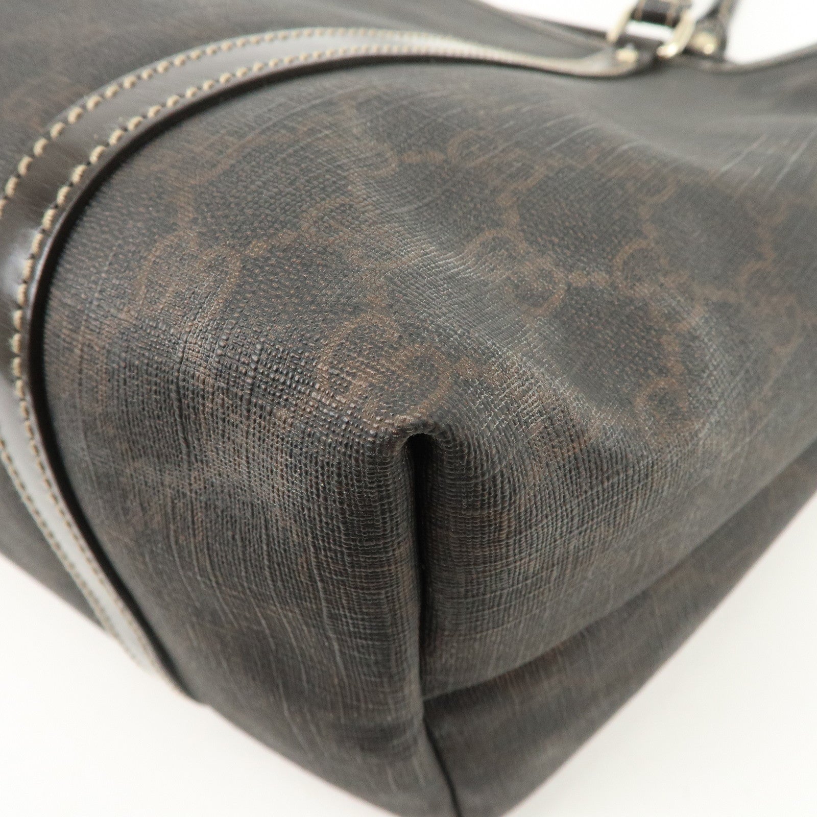 GUCCI GG Supreme Patent Leather Tote Bag Hand Bag Brown 197953