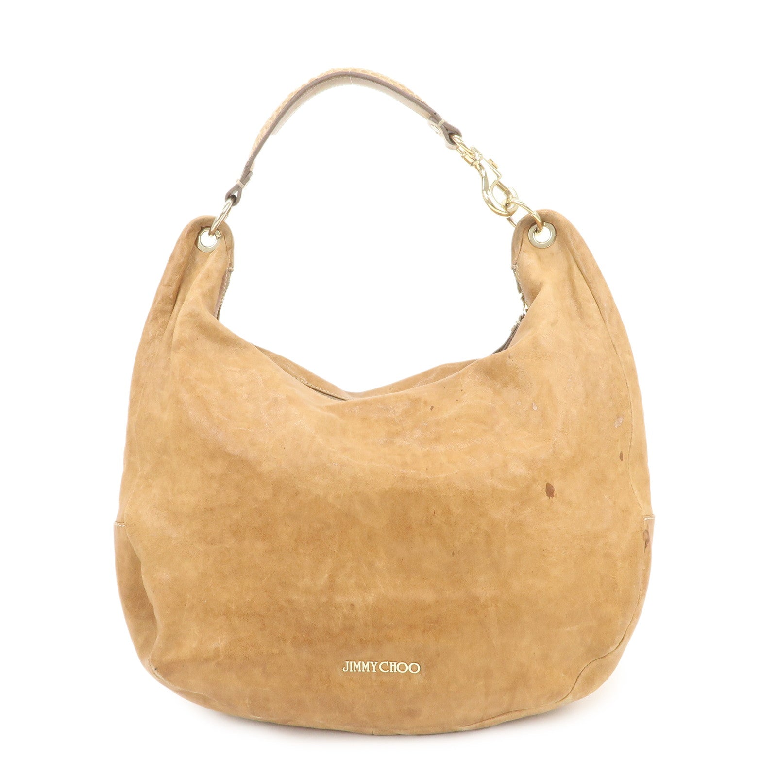 JIMMY CHOO Sky Bag Leather Shoulder Bag Hand Bag Brown