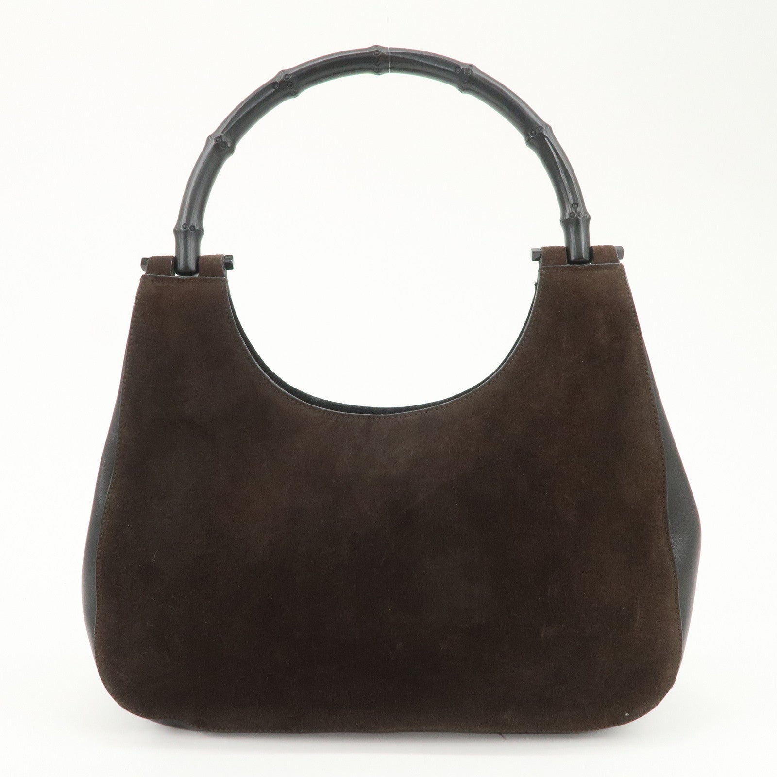 GUCCI Bamboo Suede Leather Shoulder Bag Hand Bag Brown 001 3739
