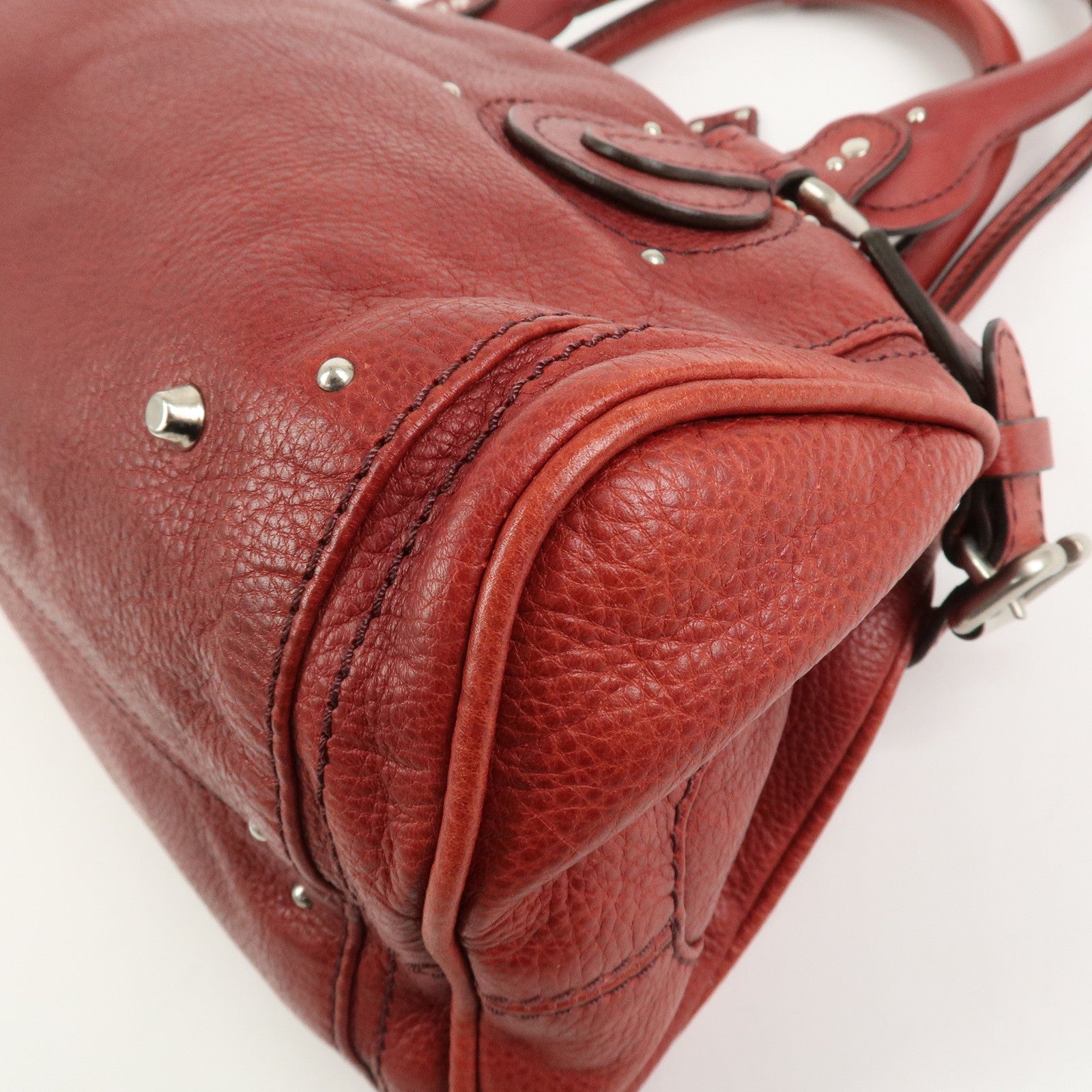 Chloe Paddington Leather Hand Bag Shoulder Bag Red