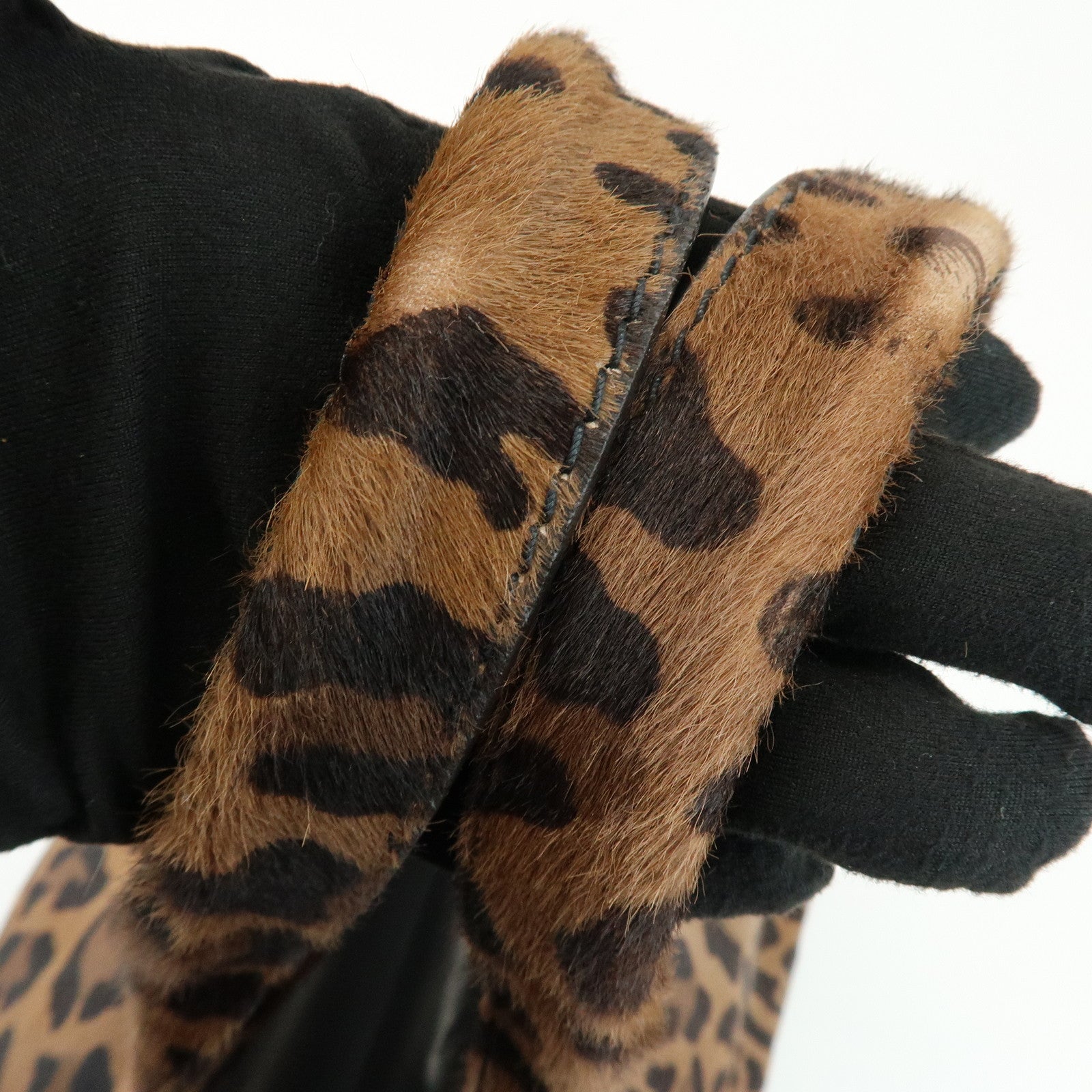 PRADA Canapa Large Unborn Calf Tote Bag Hand Bag Brown BN1872