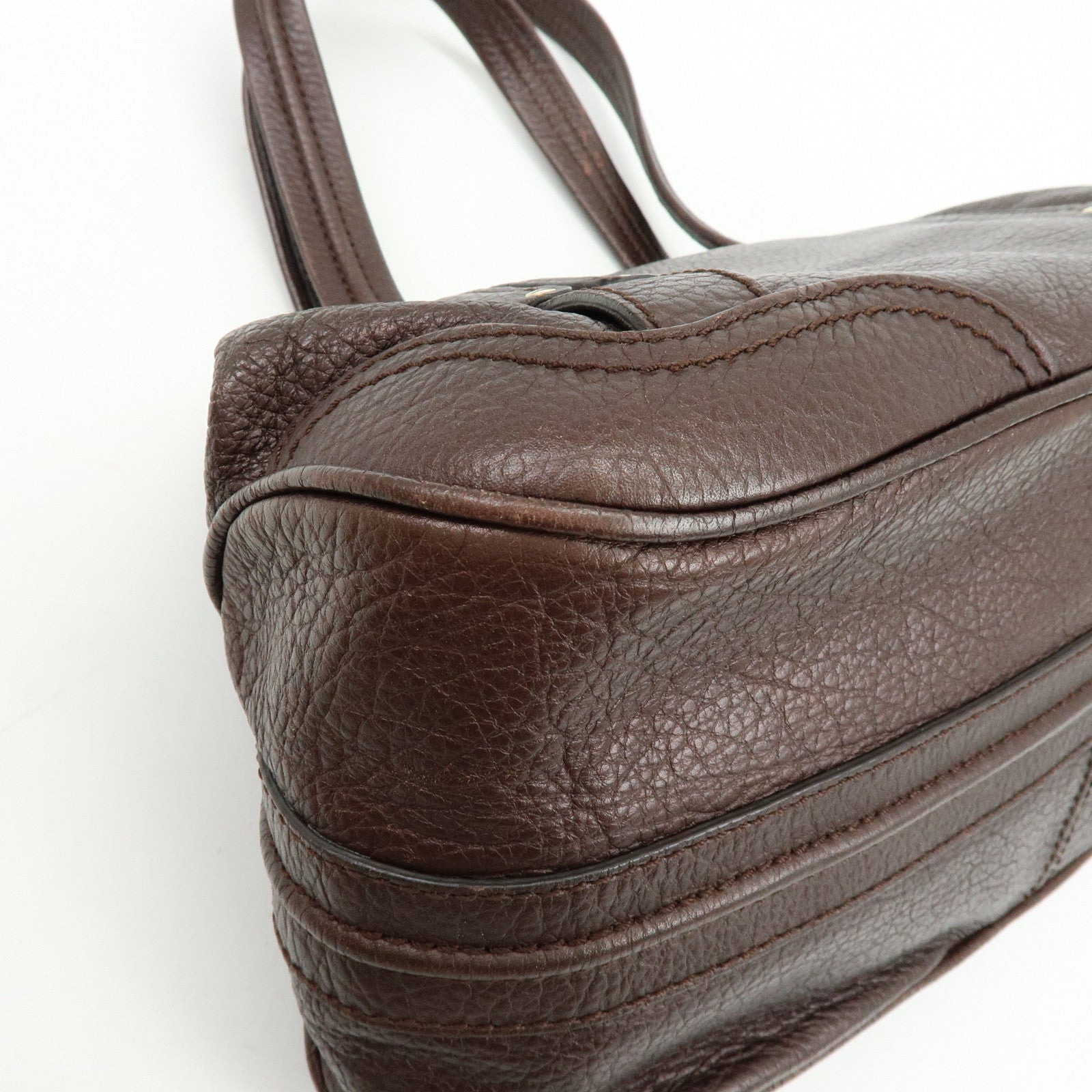 CELINE Macadam Leather Tote Bag Shoulder Bag Dark Brown