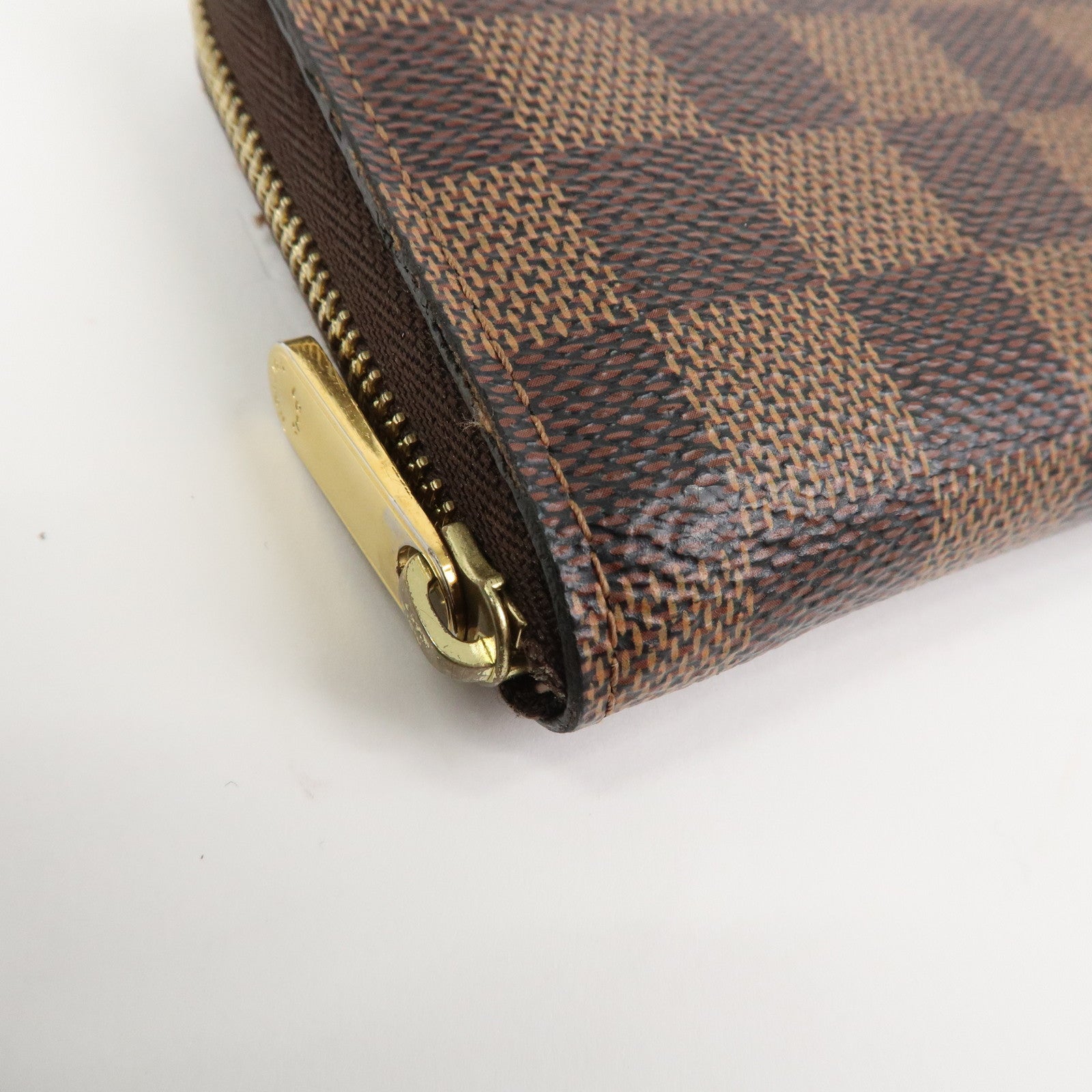 Louis Vuitton Damier Canvas Zippy Round Coin Case Coin Pourse Brown N60213