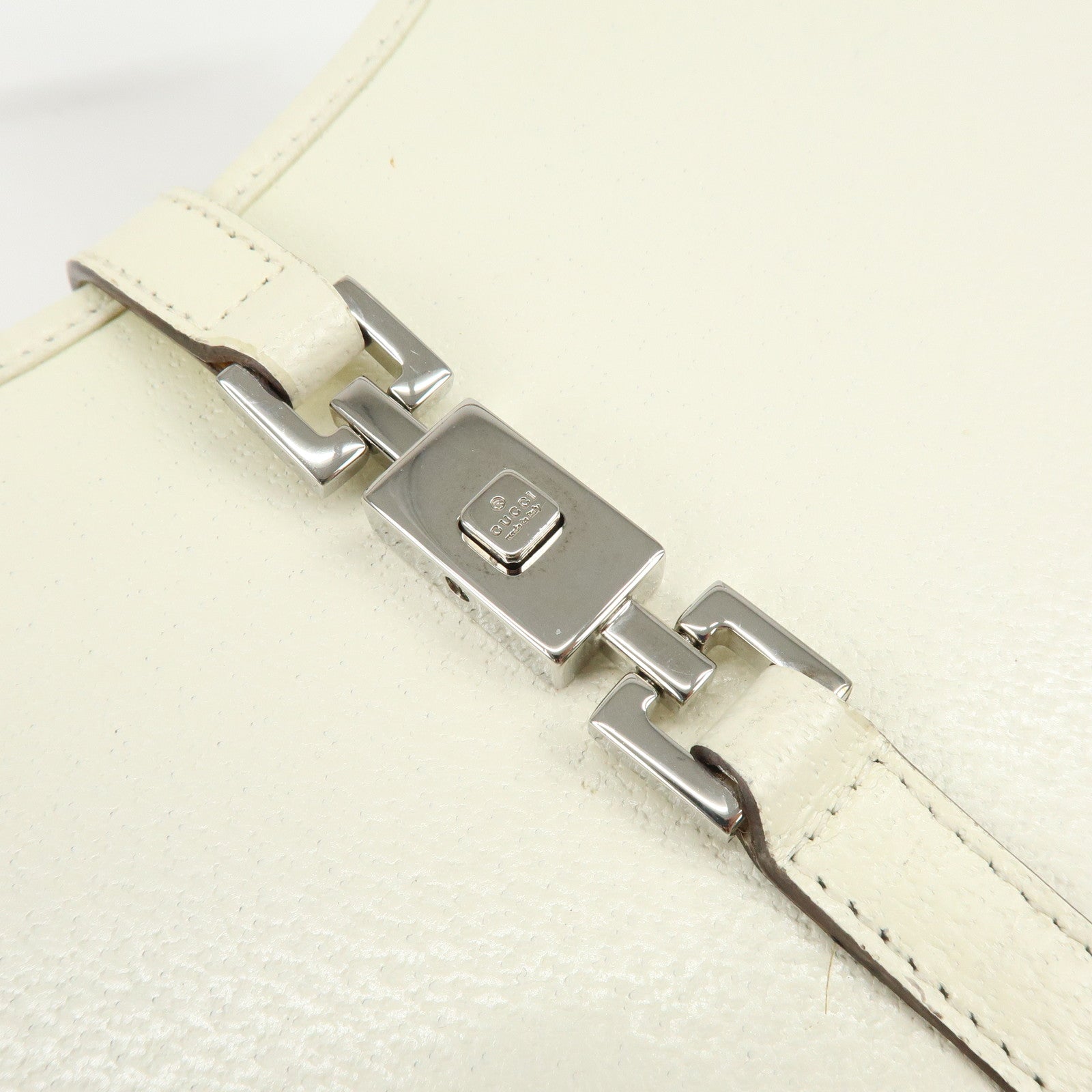 GUCCI Jackie GG Leather Shoulder Bag Hand Bag White 002.1068