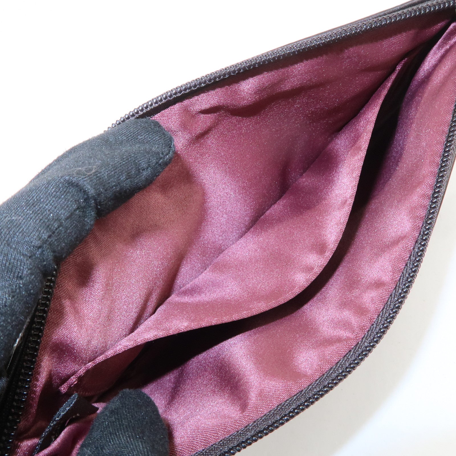 COACH Unborn Calf Leather Pouch Cosmetic Pouch Bordeaux Brown