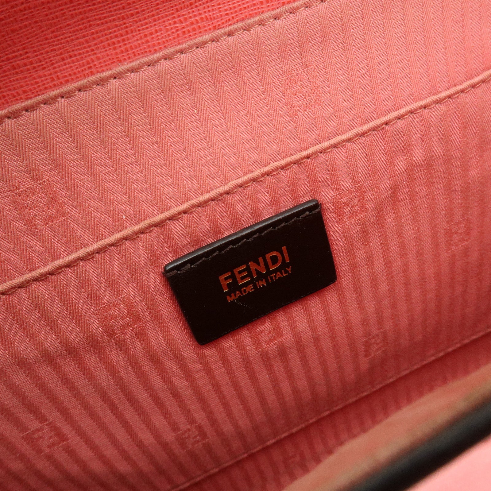 FENDI Demi Jour Leather 2Way Bag Hand Bag Shoulder Bag Coral 8BT222
